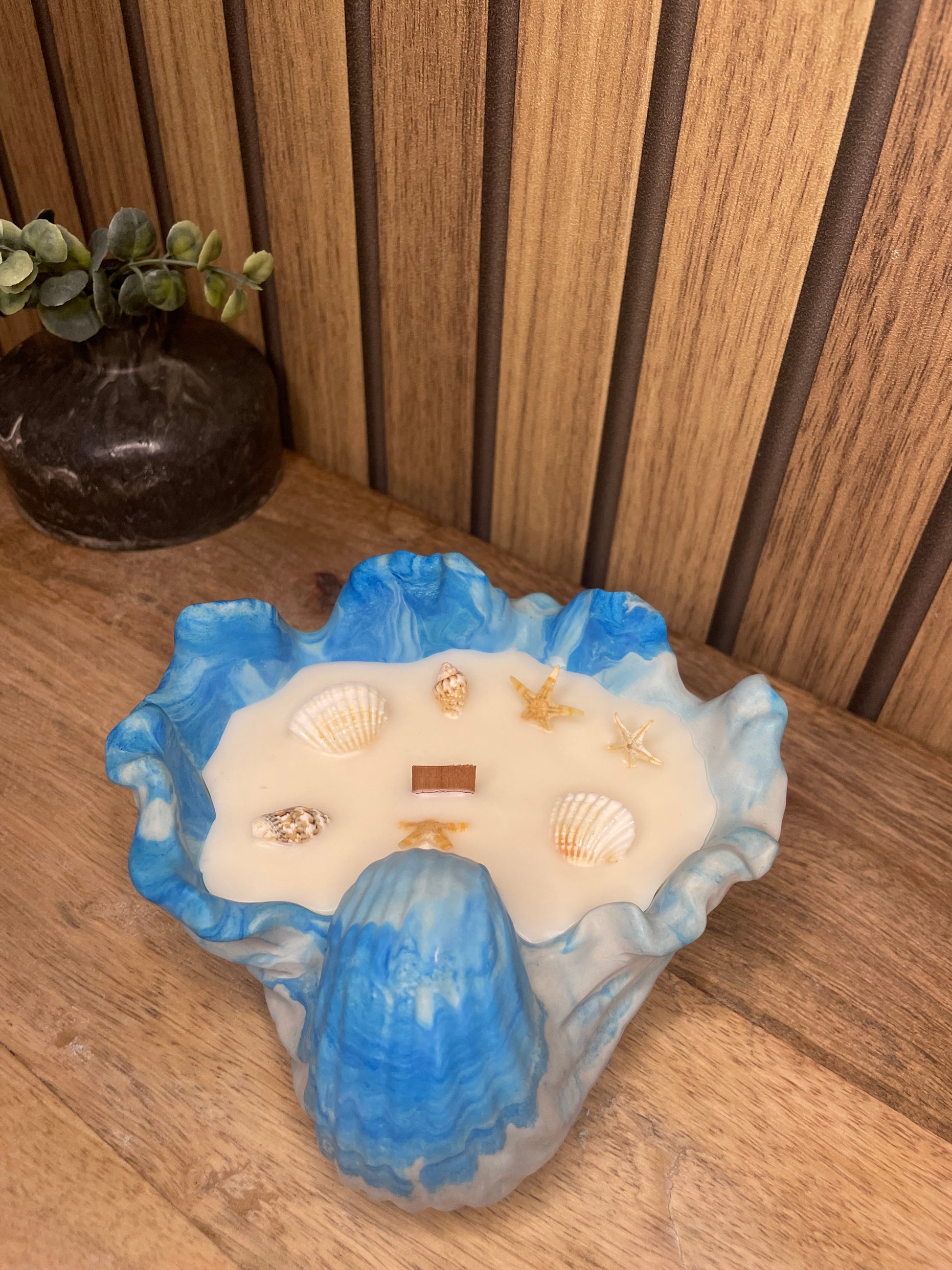 Décoration bougie parfumée coquillages personnalisable