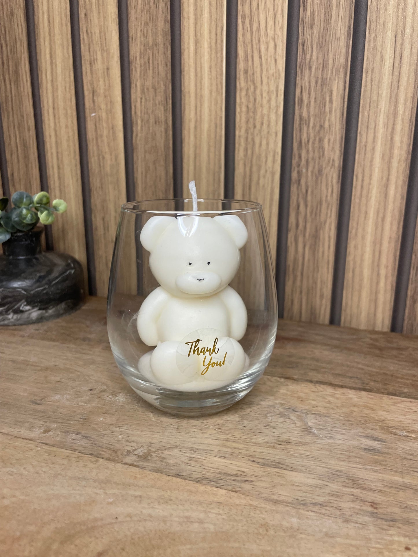 Décoration bougie parfumée en verre personnalisable nounours pour évènements et cérémonies