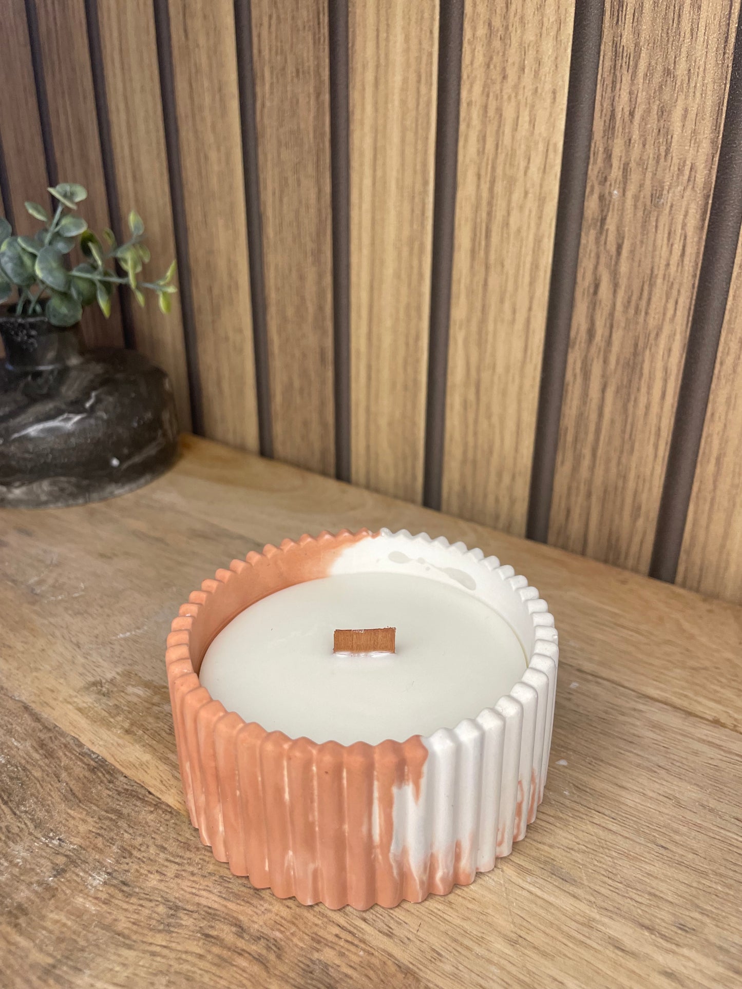 Décoration bougie parfumée bicolore terracotta