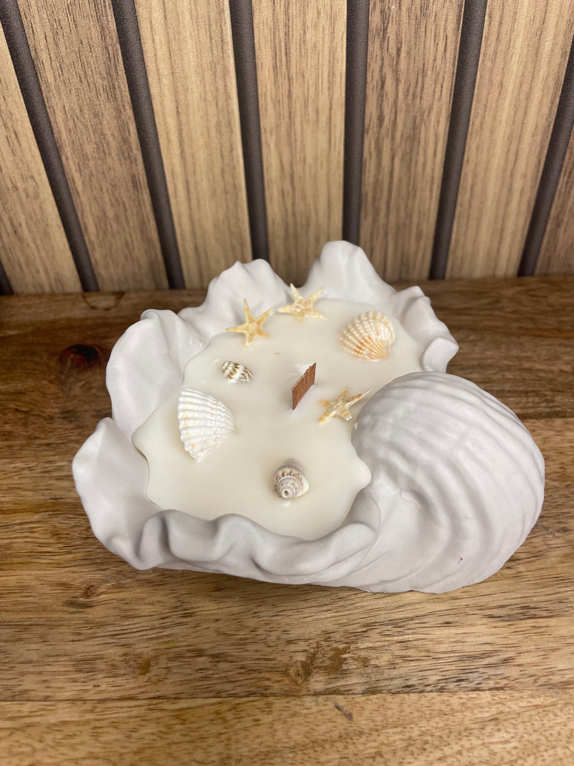 Décoration bougie parfumée coquillages personnalisable