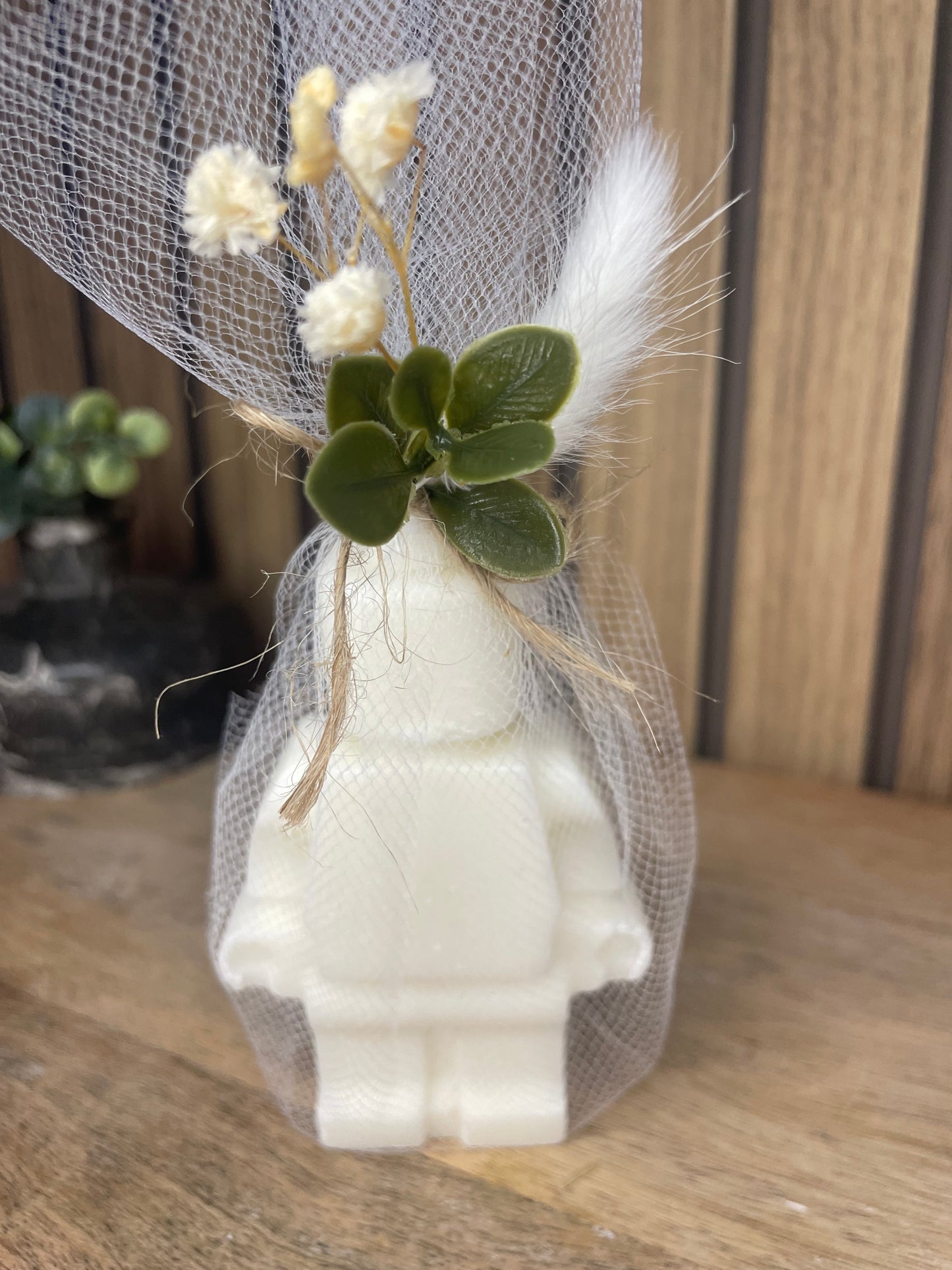 Décoration Bougie parfumée Lego et fleurs séchées pour cadeaux événements et cérémonies