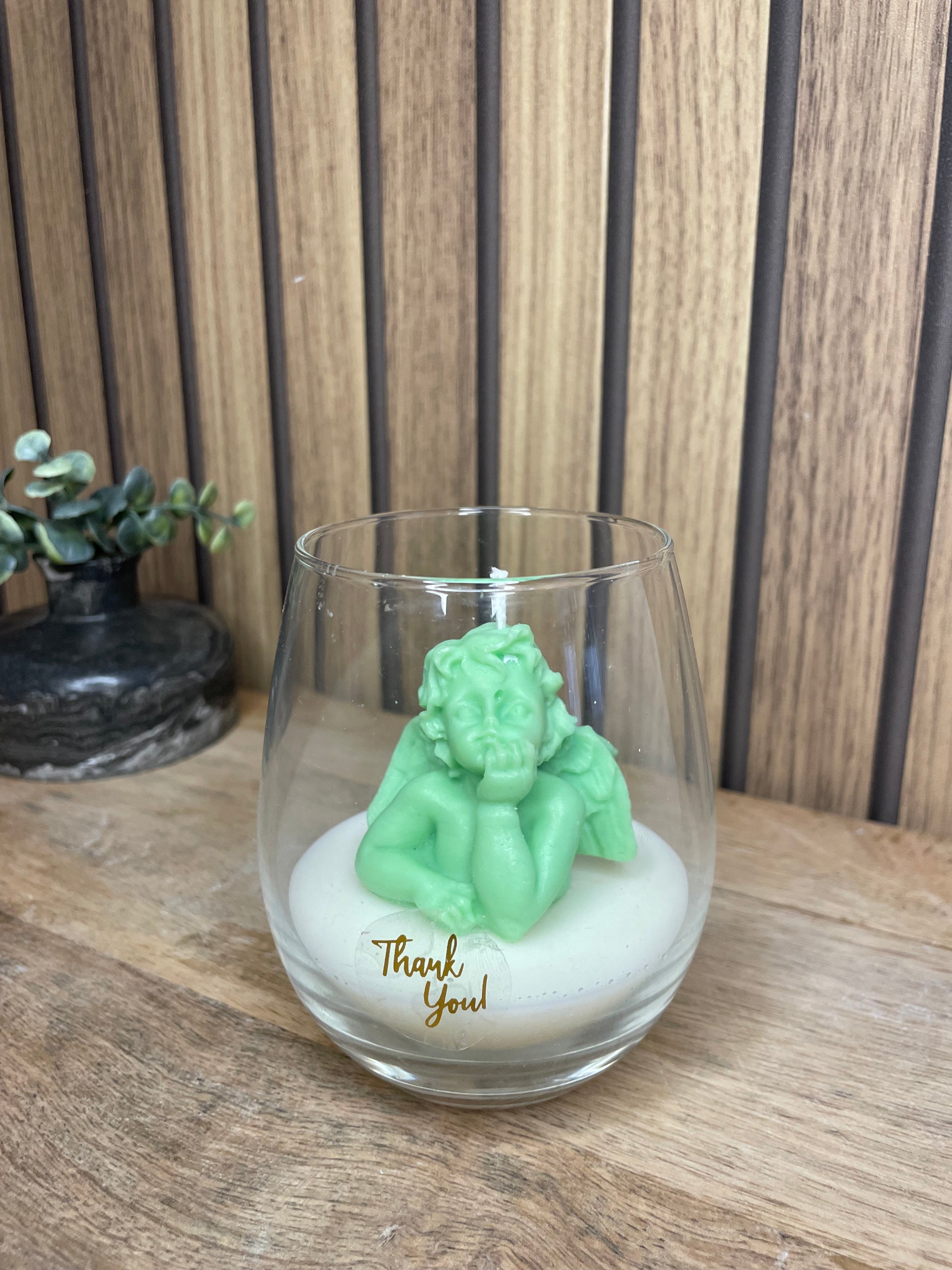 Décoration bougie parfumée en verre personnalisable ange pour évènements et cérémonies