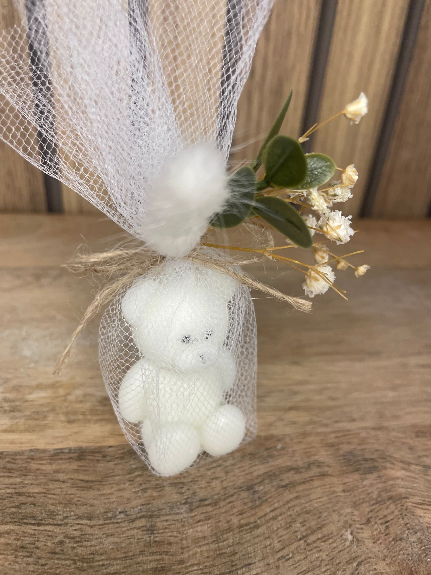 Décoration bougie parfumée nounours et fleurs séchées. Cire végétal et fragrances de Grasse. Bougie artisanale. Cadeaux pour événements et cérémonies