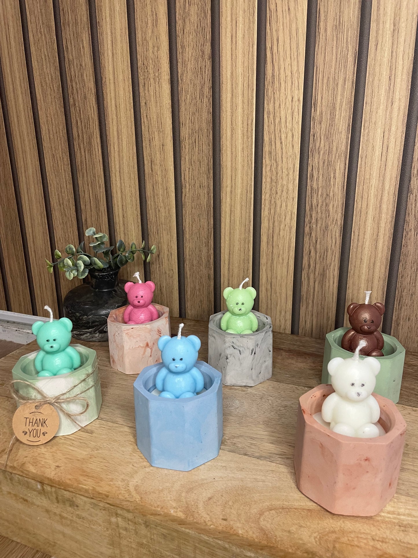 Décoration bougie parfumée nounours personnalisable pour cadeaux événements et cérémonies