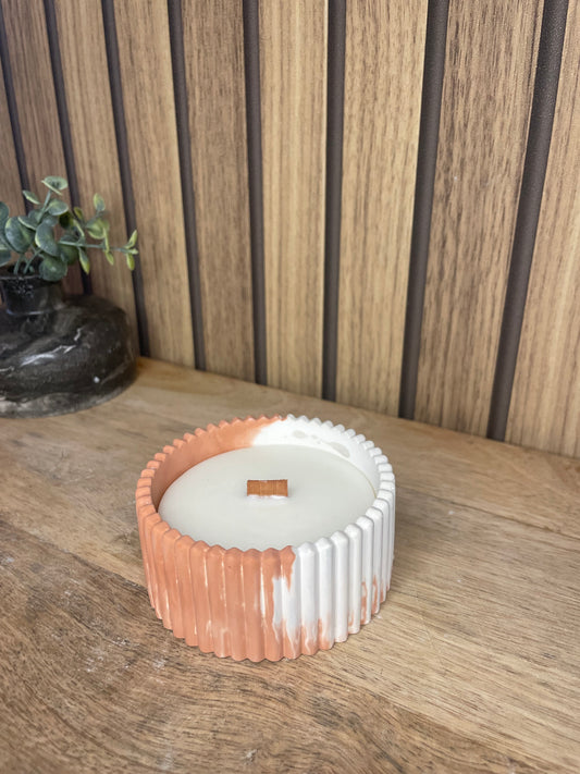 Décoration bougie parfumée bicolore terracotta