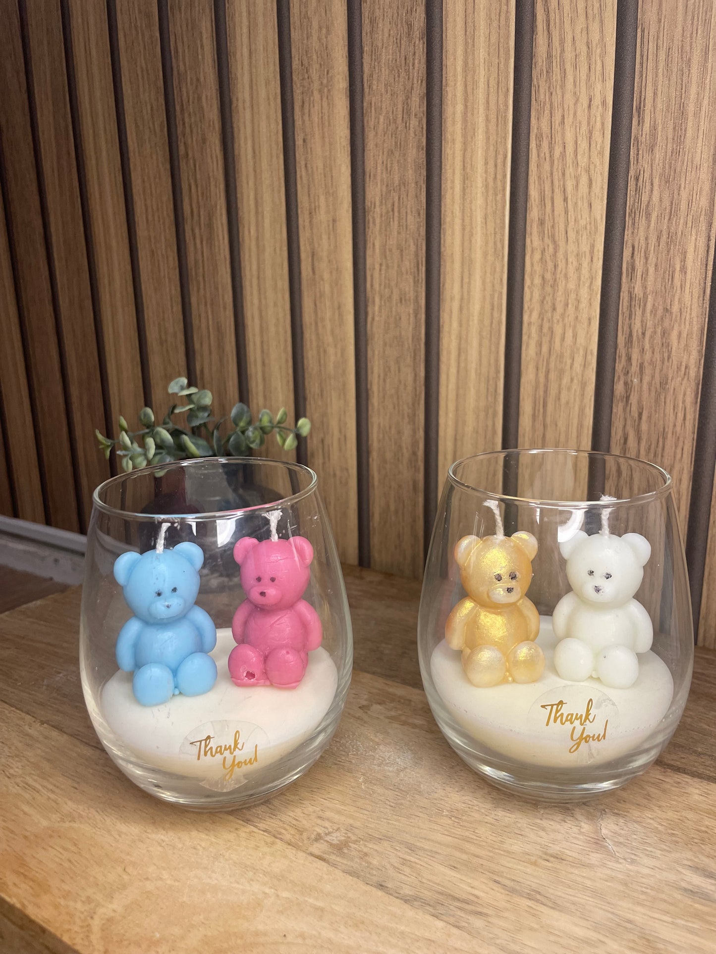 Décoration bougie parfumée en verre personnalisable nounours pour évènements et cérémonies