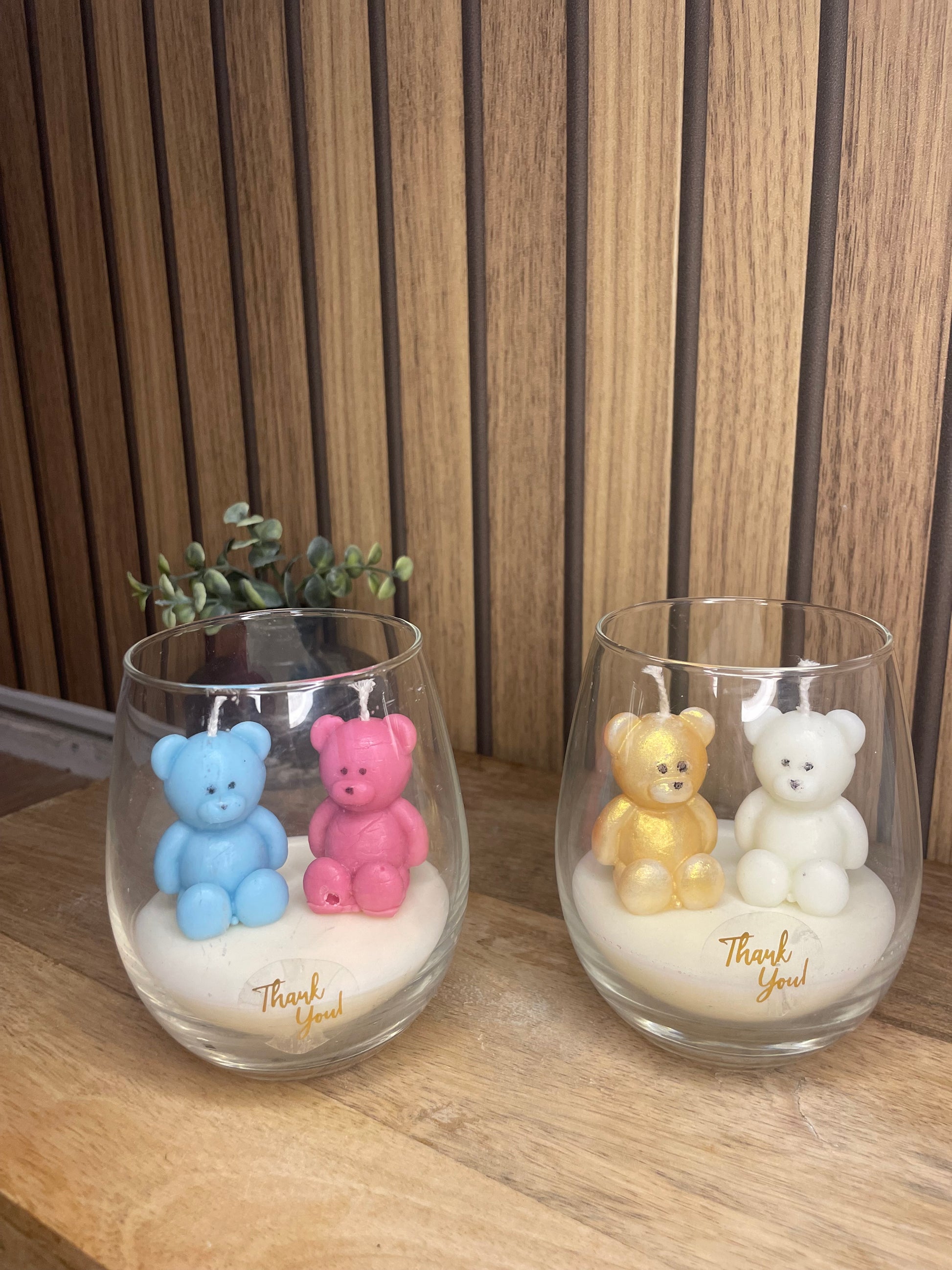 Décoration bougie parfumée en verre personnalisable nounours pour évènements et cérémonies