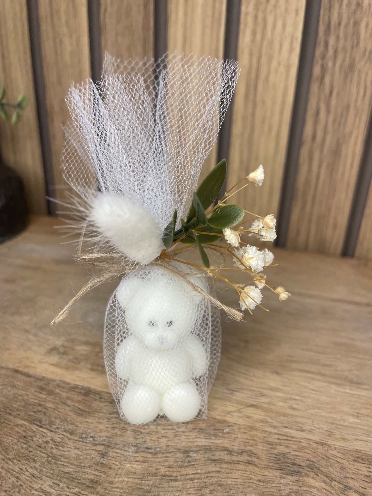 Décoration bougie parfumée nounours et fleurs séchées. Cire végétal et fragrances de Grasse. Bougie artisanale. Cadeaux pour événements et cérémonies