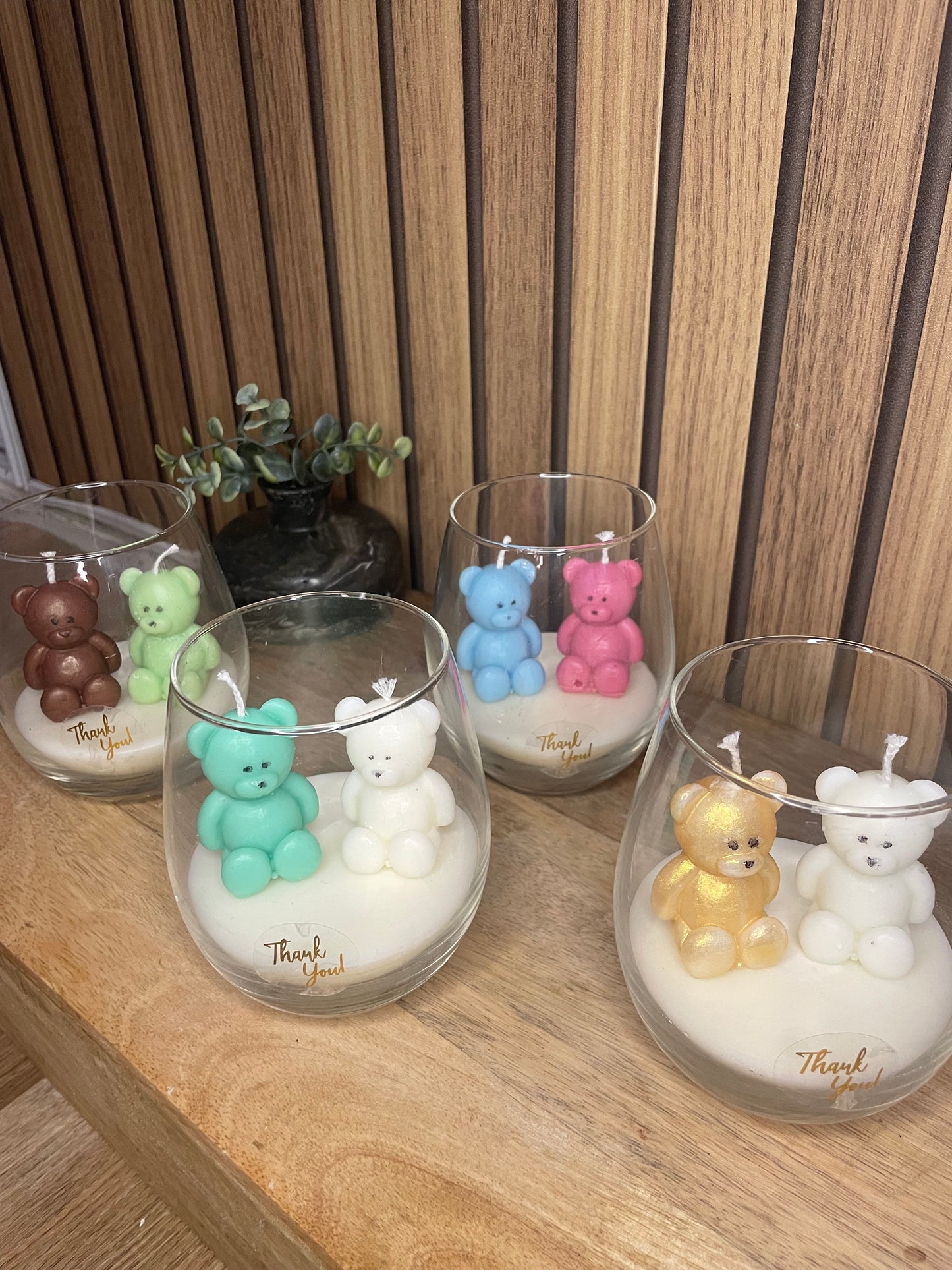 Décoration bougie parfumée en verre personnalisable nounours pour évènements et cérémonies