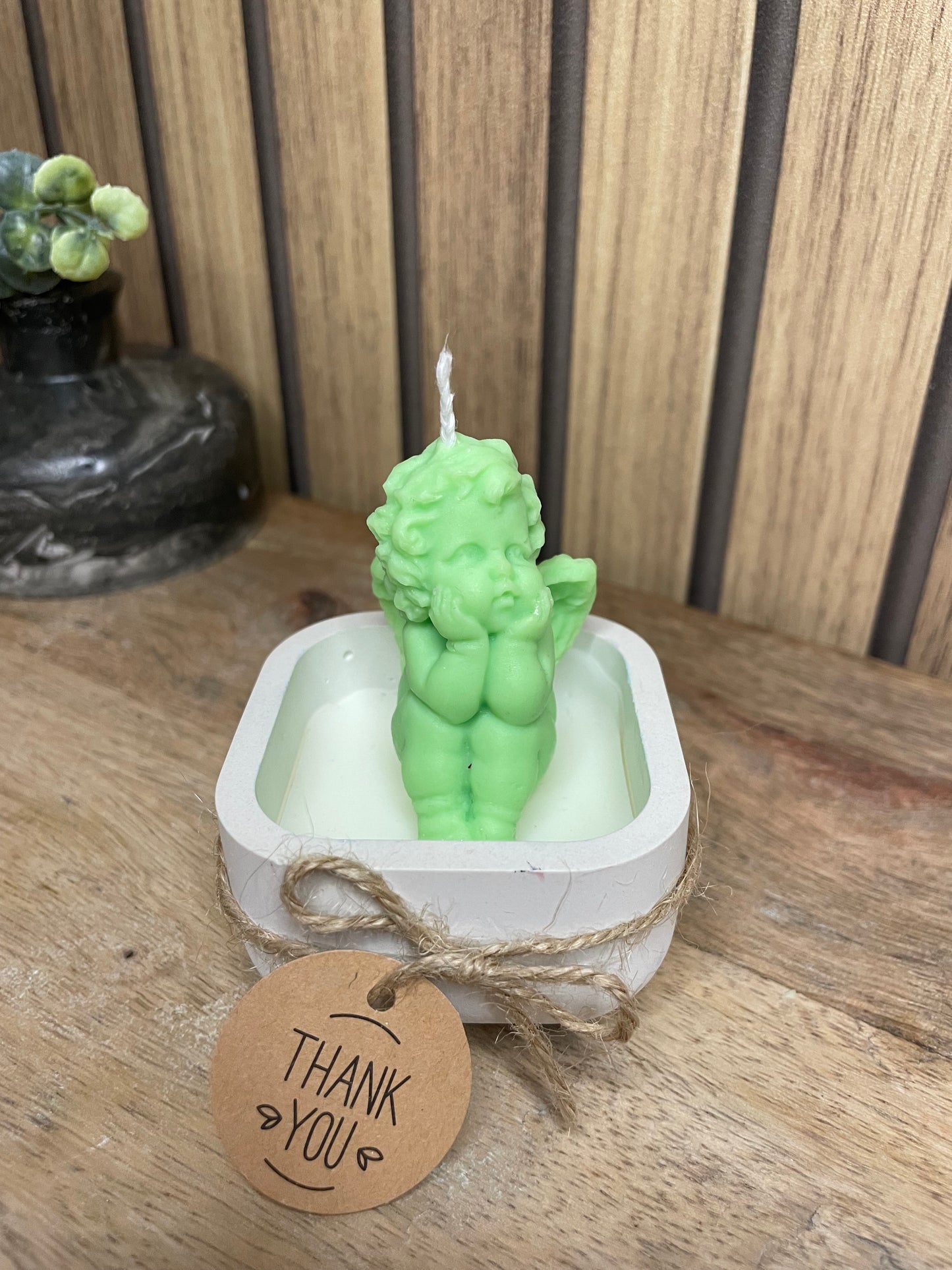 Décoration bougie parfumée ange personnalisable. Cire végétal et fragrances de Grasse. Bougie artisanale. Cadeaux pour événements et cérémonies