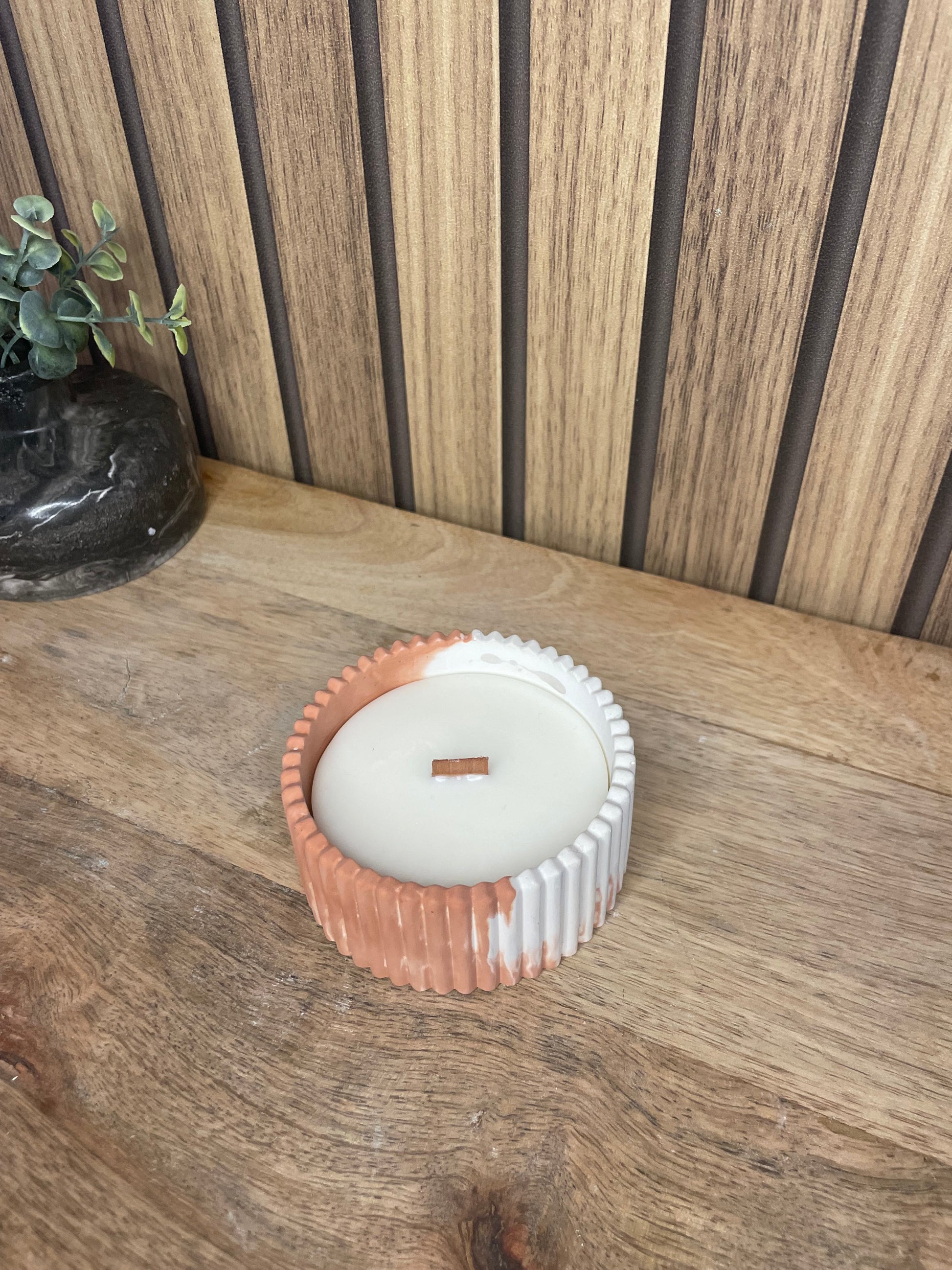 Décoration bougie parfumée bicolore terracotta