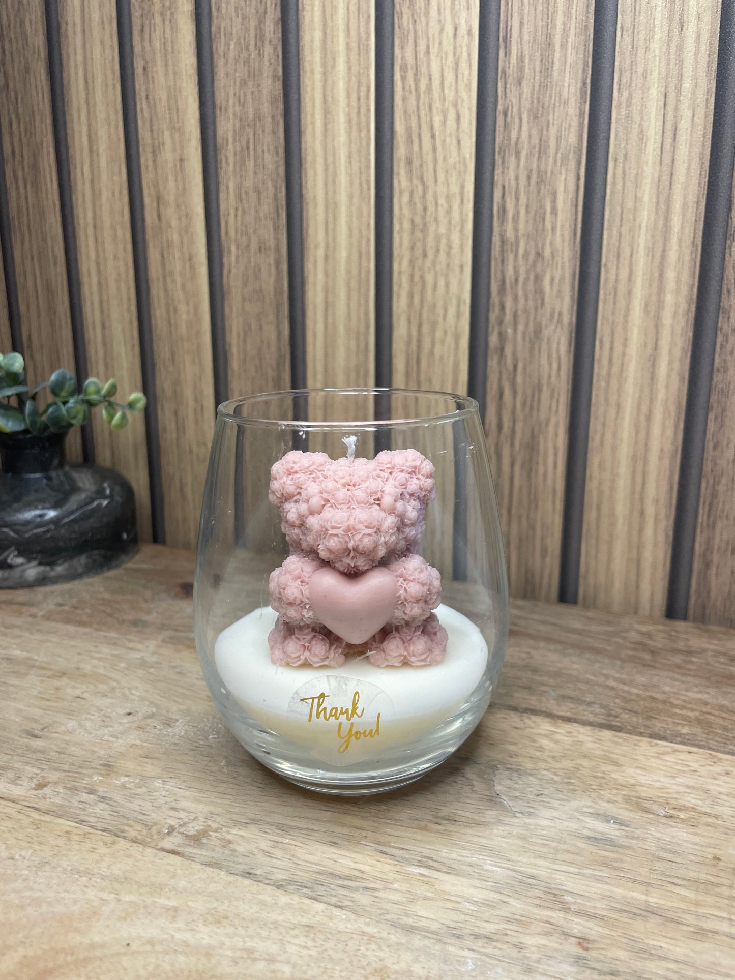 Décoration bougie parfumée en verre personnalisable ourson pour cadeaux événements et cérémonies