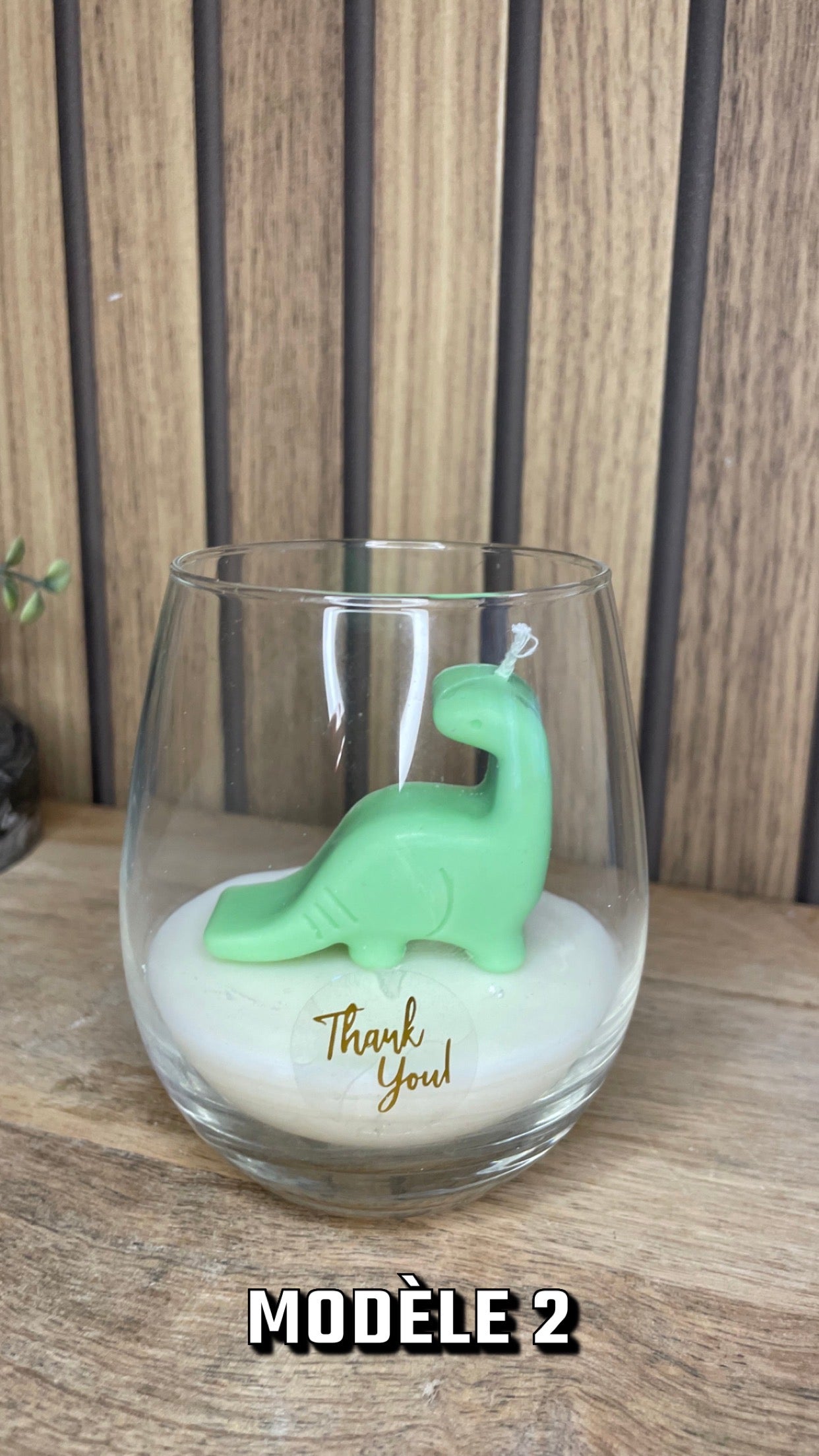 Décoration bougie parfumée en verre personnalisable dinosaure pour évènements et cérémonies