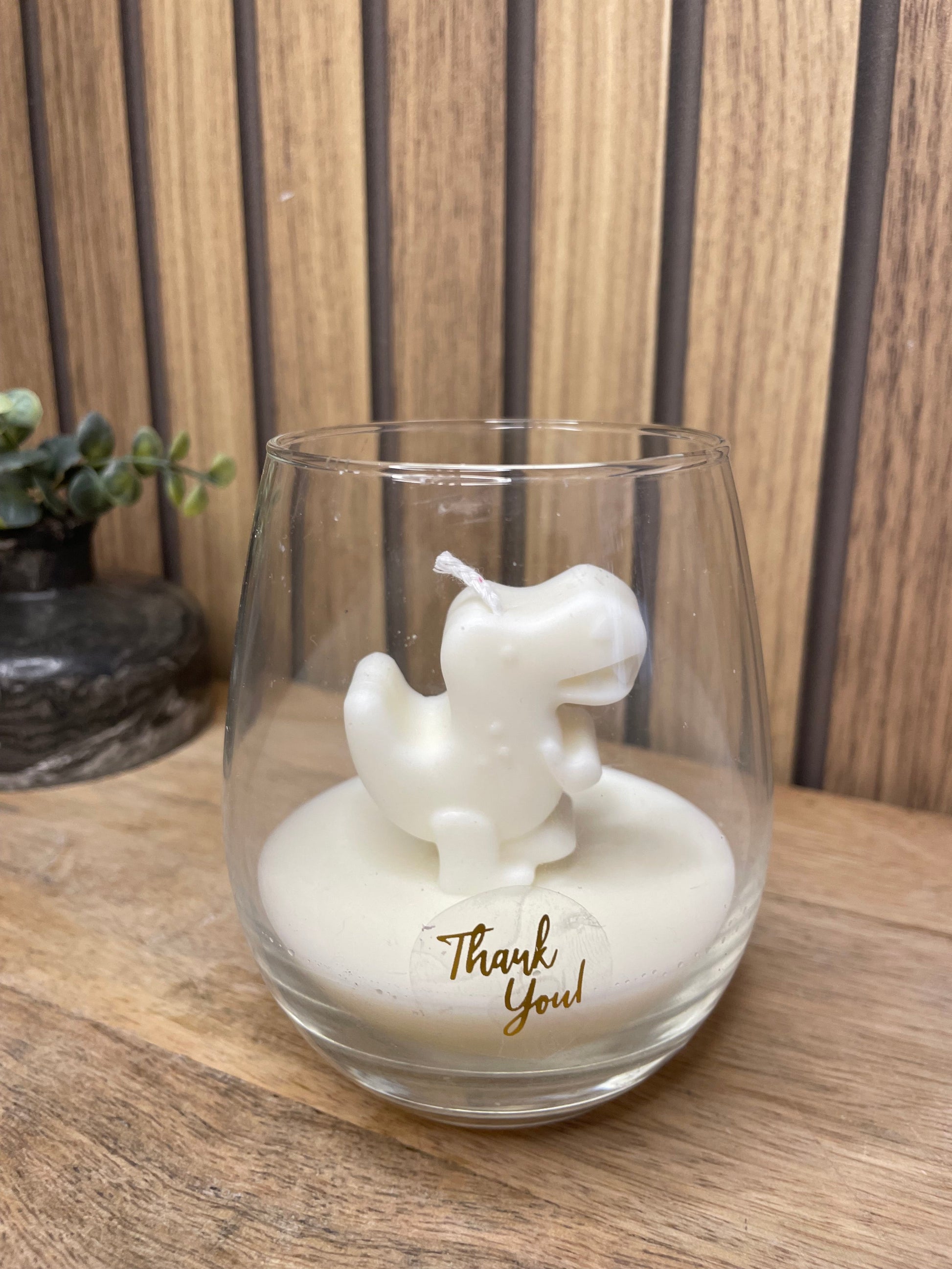 Décoration bougie parfumée en verre personnalisable dinosaure pour évènements et cérémonies
