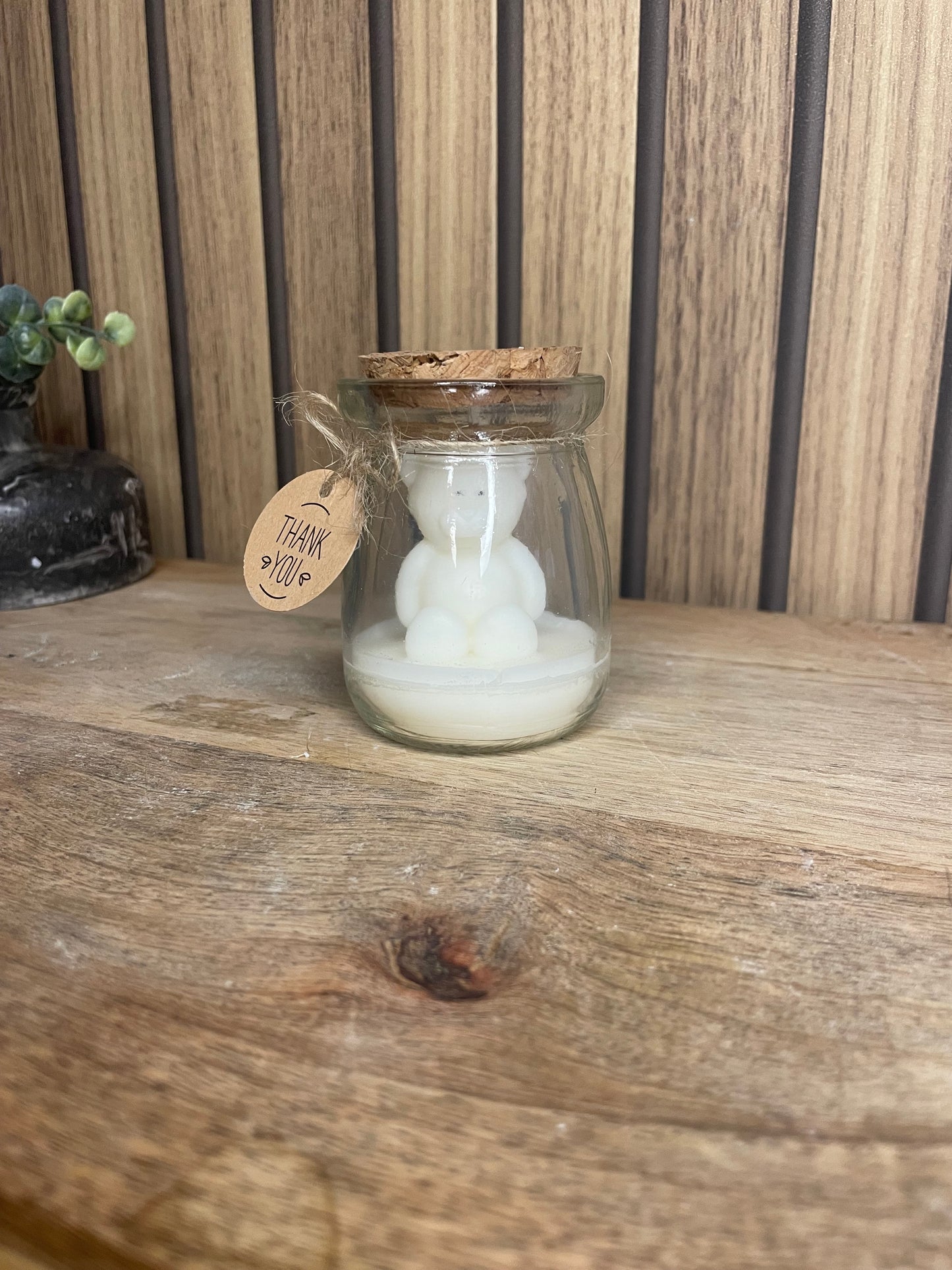 Décoration bougie parfumée ourson personnalisable. Cire végétal et fragrances de Grasse. Bougie artisanale. Cadeaux pour événements et cérémonies