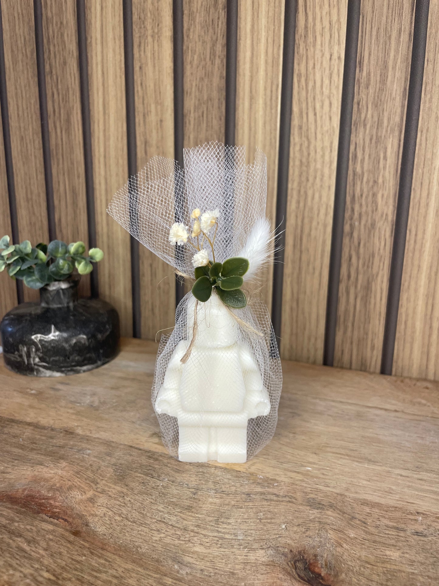 Décoration Bougie parfumée Lego et fleurs séchées pour cadeaux événements et cérémonies