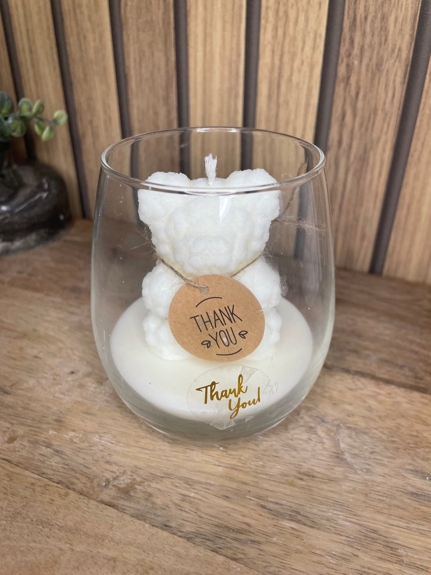 Décoration bougie parfumée en verre personnalisable ourson pour cadeaux événements et cérémonies
