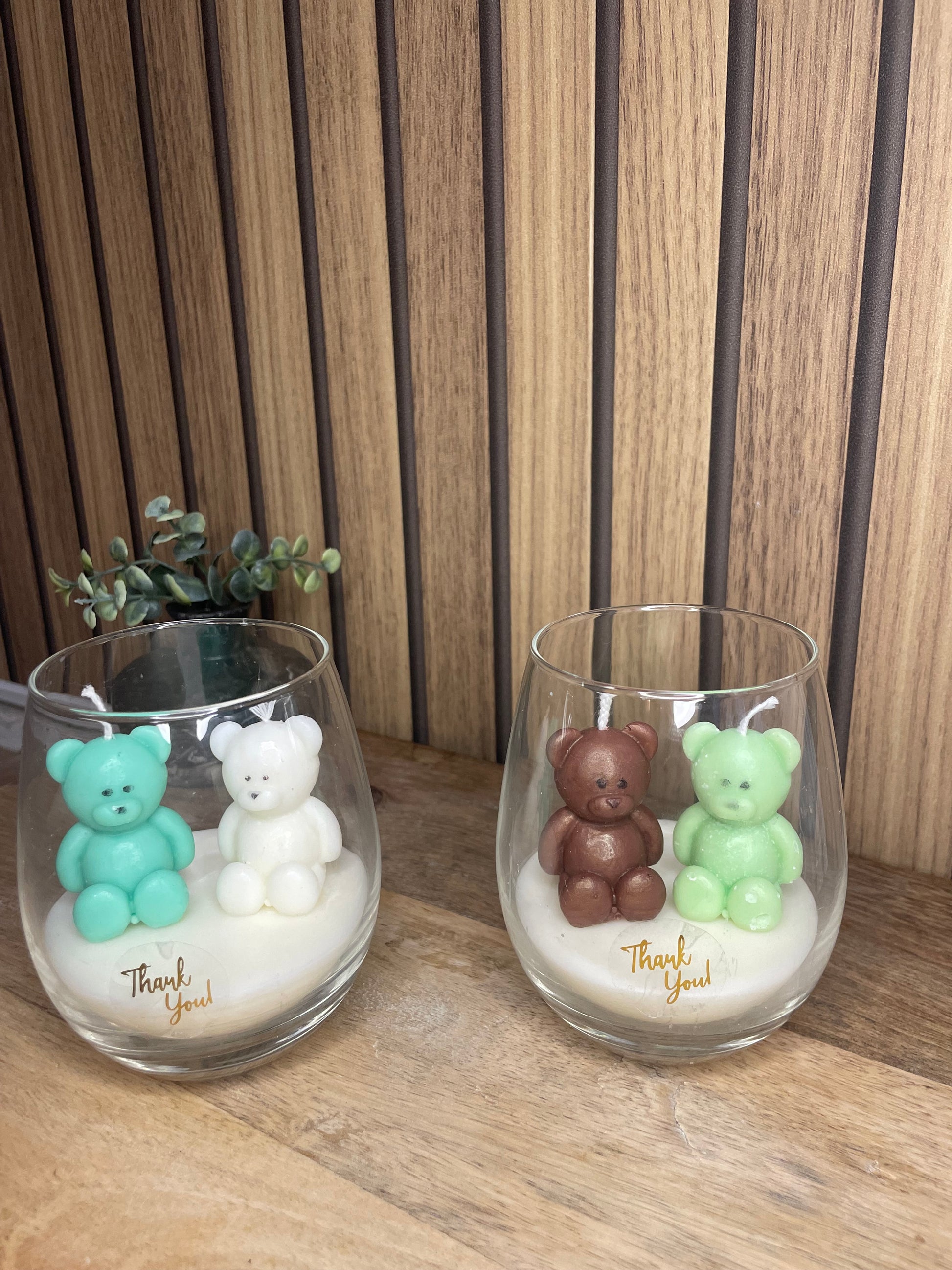 Décoration bougie parfumée en verre personnalisable nounours pour évènements et cérémonies