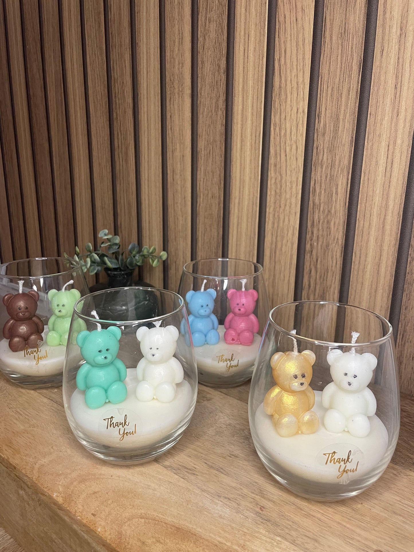 Décoration bougie parfumée en verre personnalisable nounours pour évènements et cérémonies