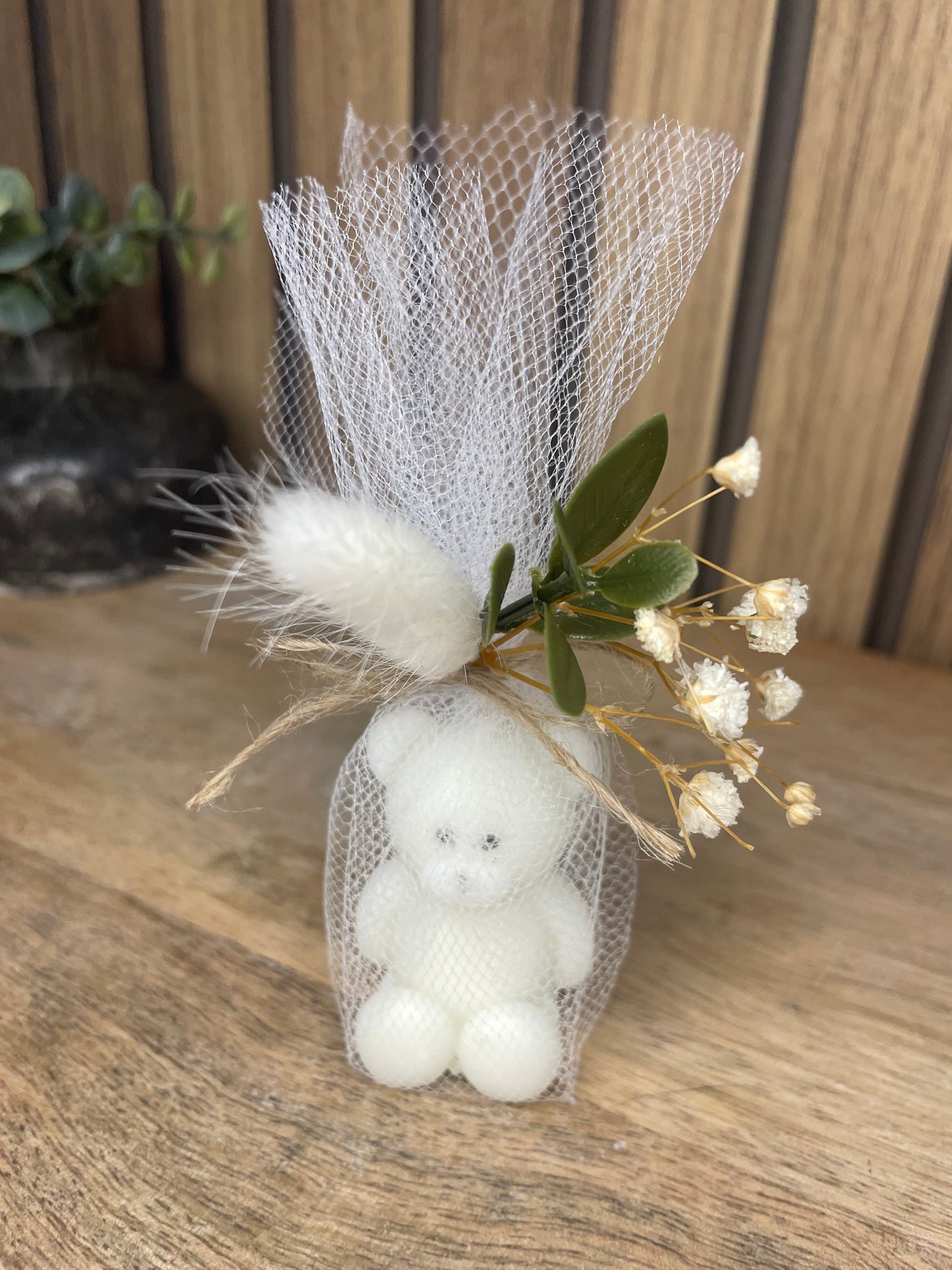 Décoration bougie parfumée nounours et fleurs séchées. Cire végétal et fragrances de Grasse. Bougie artisanale. Cadeaux pour événements et cérémonies