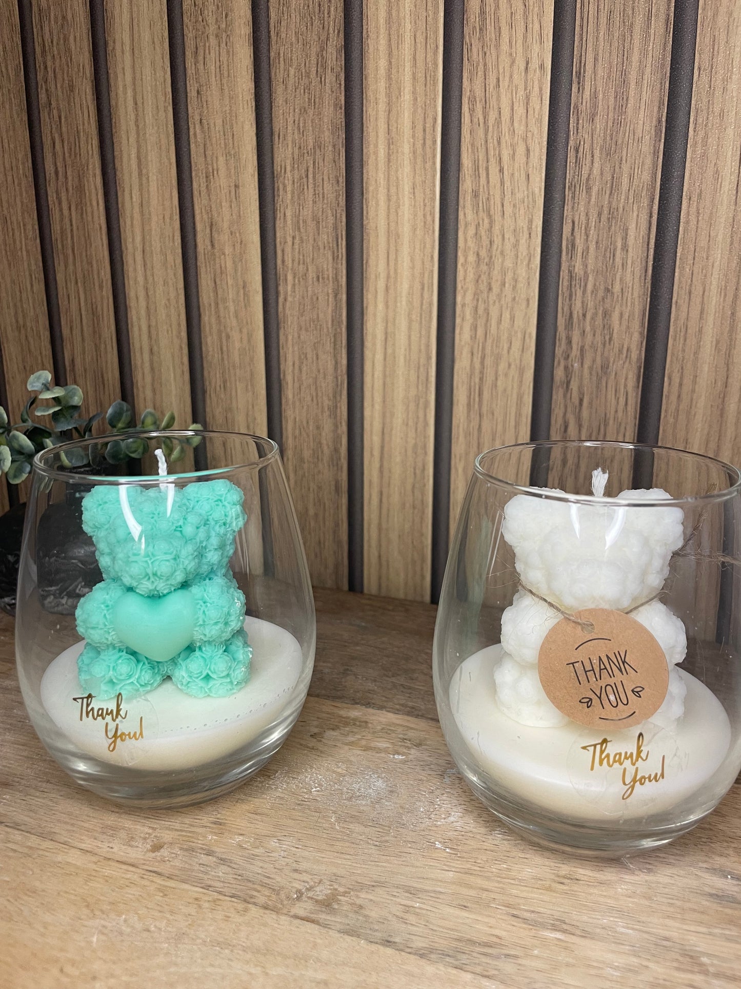 Décoration bougie parfumée en verre personnalisable ourson pour cadeaux événements et cérémonies