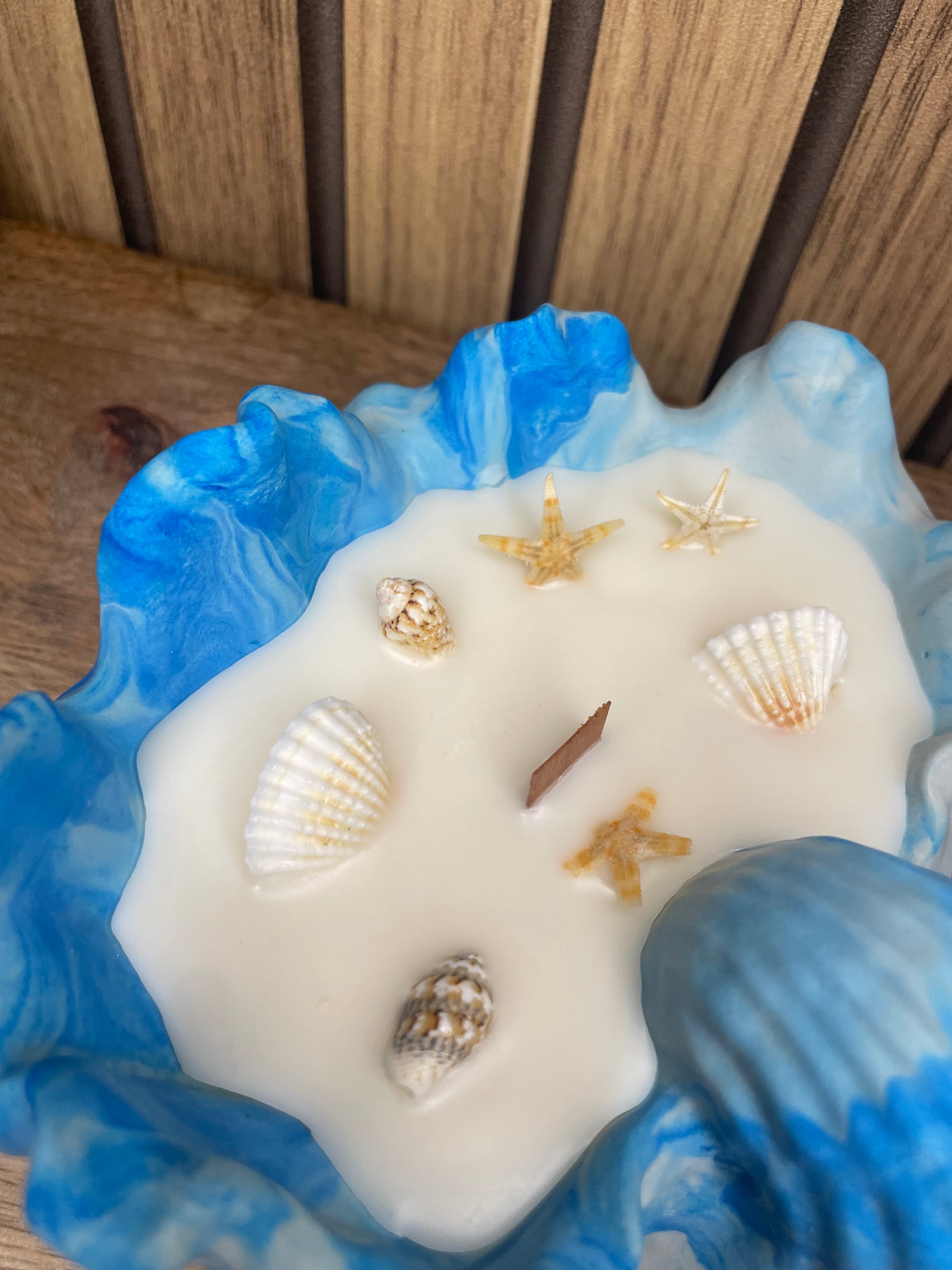 Décoration bougie parfumée coquillages personnalisable