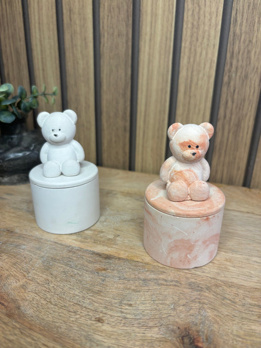 Bougie parfumée. Déco chambre enfant. Ourson. Nounours. Cadeaux invités. Anniversaire. Idée cadeau. Baptême. Boîte à bijoux.
