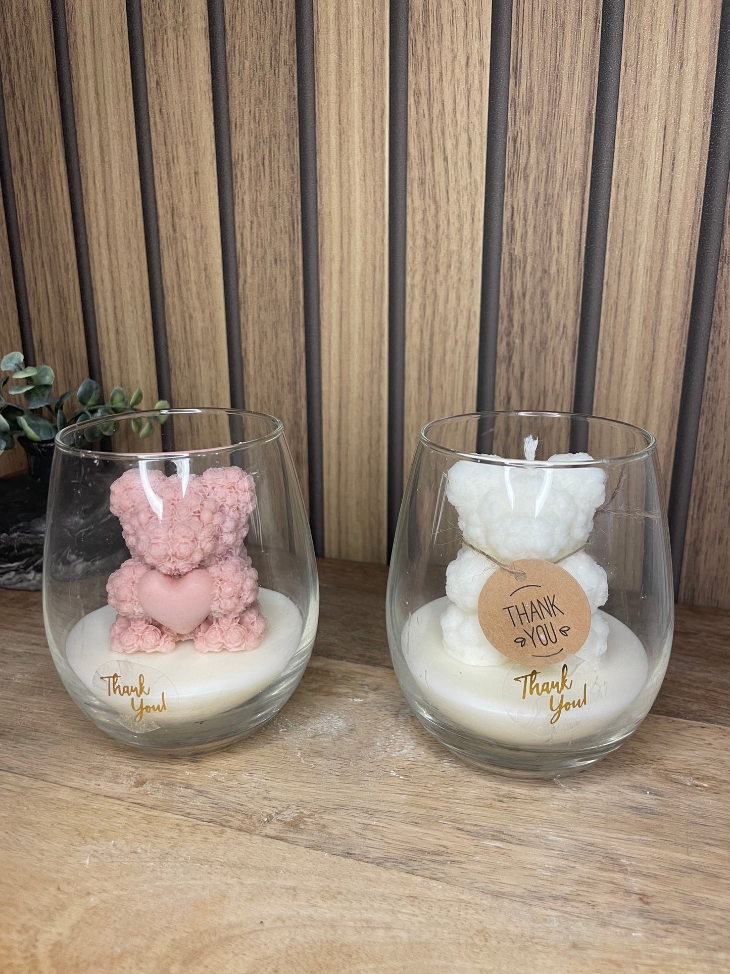 Décoration bougie parfumée en verre personnalisable ourson pour cadeaux événements et cérémonies