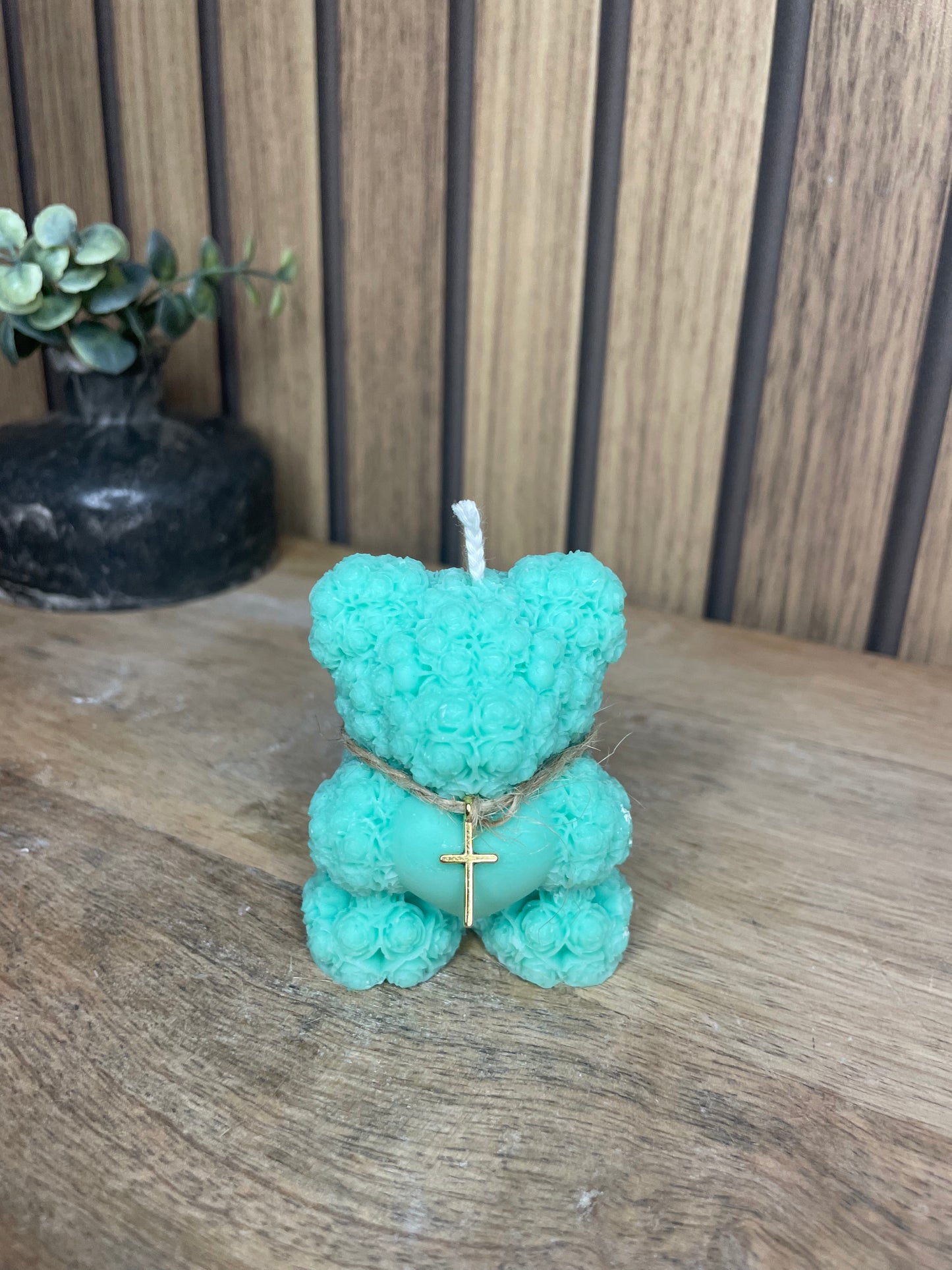 Décoration bougie parfumée ourson personnalisable. Cire végétal et fragrances de Grasse. Bougie artisanale. Cadeaux pour événements et cérémonies