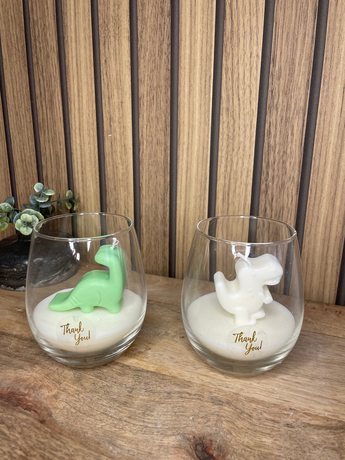 Décoration bougie parfumée en verre personnalisable dinosaure pour évènements et cérémonies 