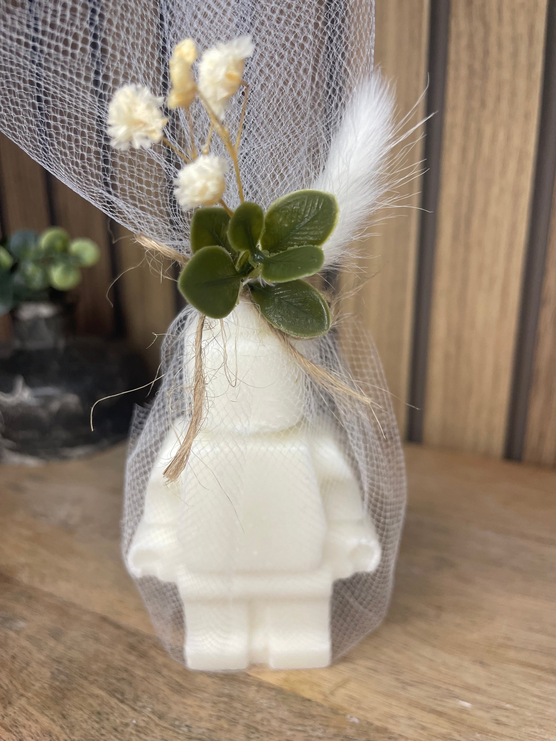 Décoration Bougie parfumée Lego et fleurs séchées pour cadeaux événements et cérémonies 