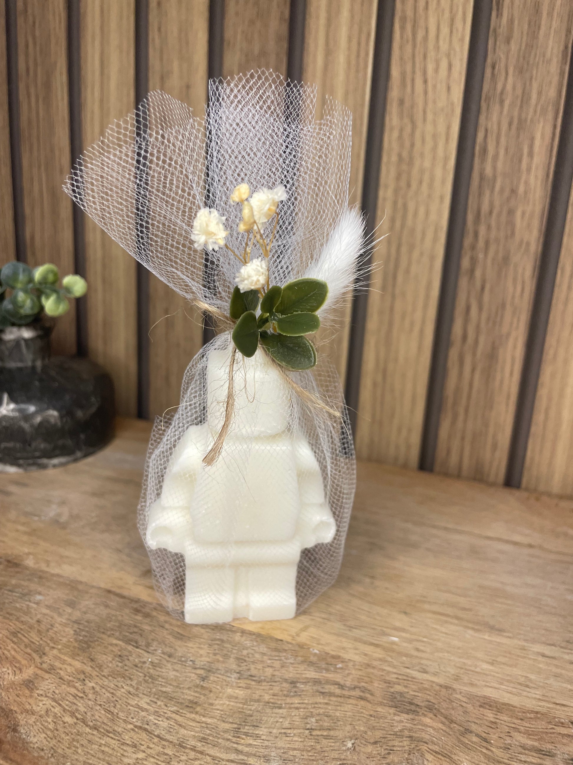 Décoration Bougie parfumée Lego et fleurs séchées pour cadeaux événements et cérémonies 