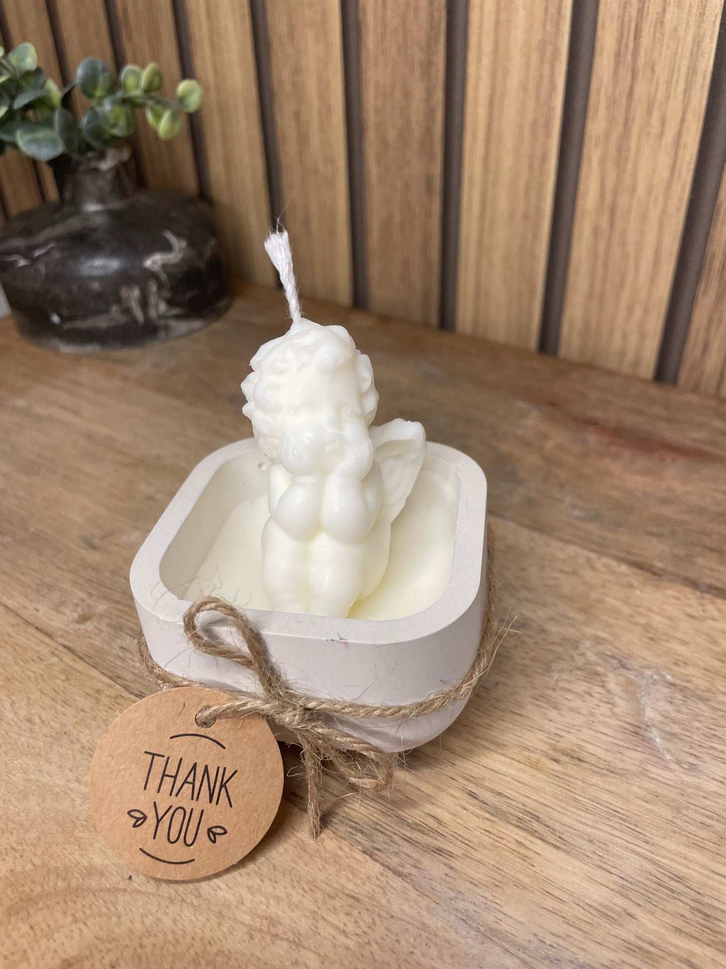 Décoration bougie parfumée ange personnalisable. Cire végétal et fragrances de Grasse. Bougie artisanale. Cadeaux pour événements et cérémonies 