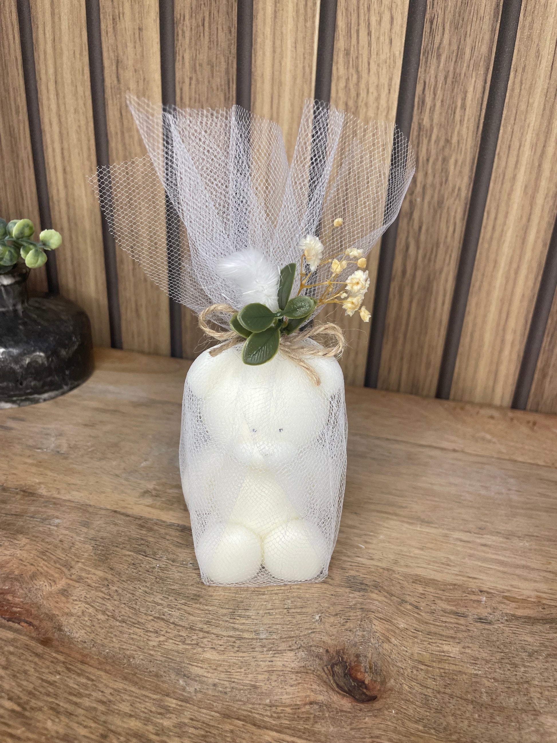Décoration bougie parfumée nounours et fleurs séchées. Cire végétal et fragrances de Grasse. Bougie artisanale. Cadeaux pour événements et cérémonies 