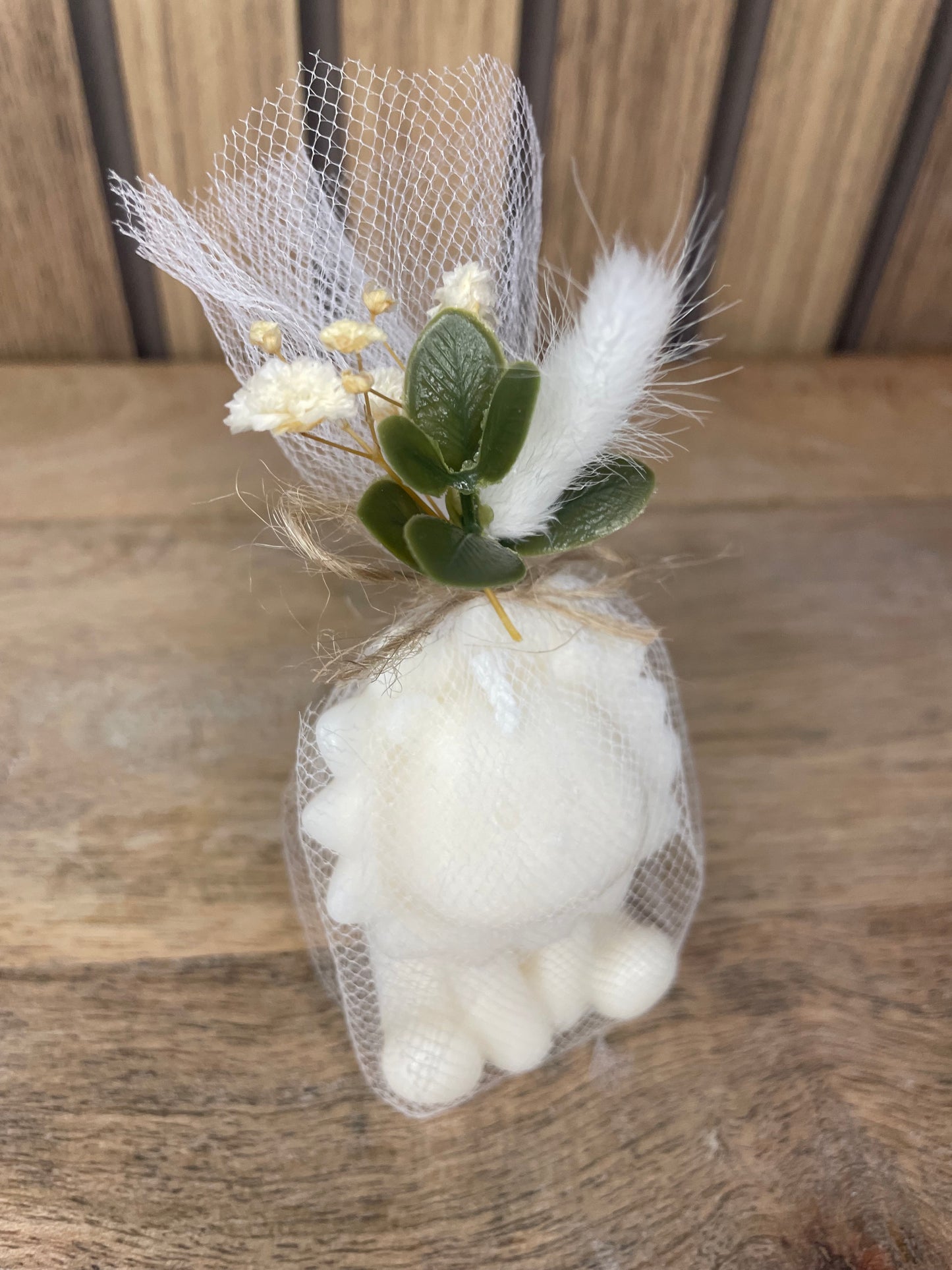 Bougie parfumée lion et fleurs séchées personnalisable pour cadeaux événements et cérémonies 