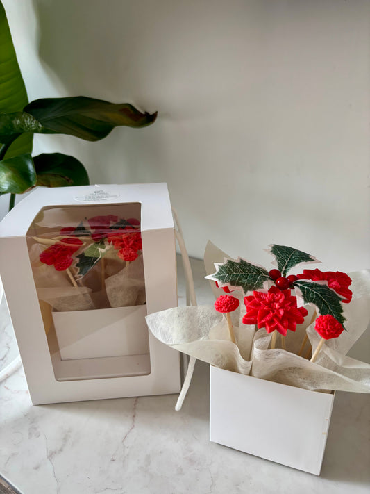 Bouquet de bougies. Cadeau. Noël. Cadeau de noël. Idée cadeau. Bougie parfumée. Fleur éternelle. Fleur. Bouquet.