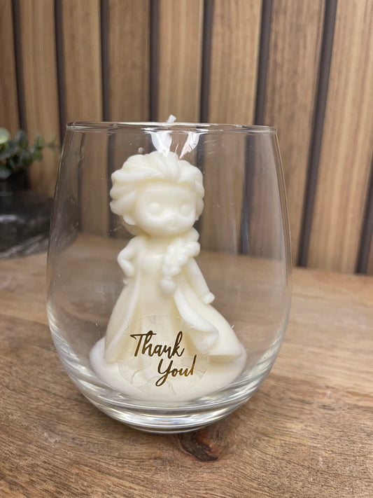 Décoration bougie parfumée en verre personnalisable reine des neiges pour cadeaux événements et cérémonies 