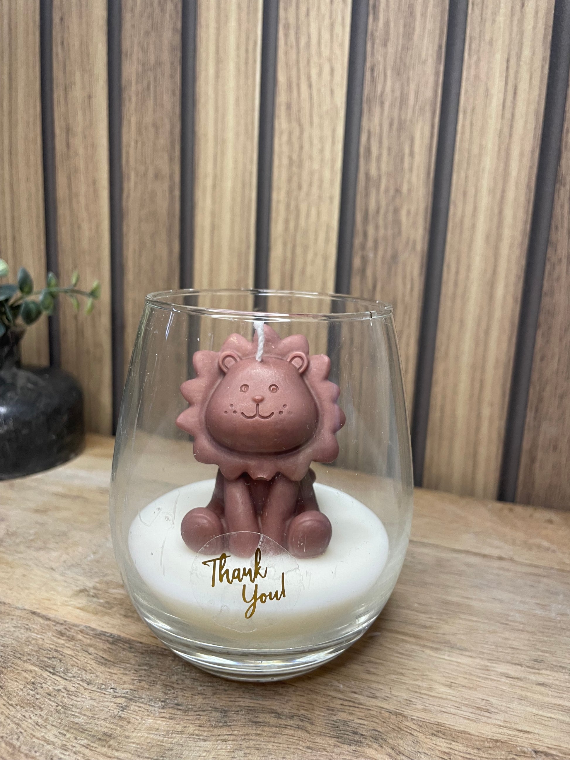 Décoration bougie parfumée en verre personnalisable lion pour évènements et cérémonies 