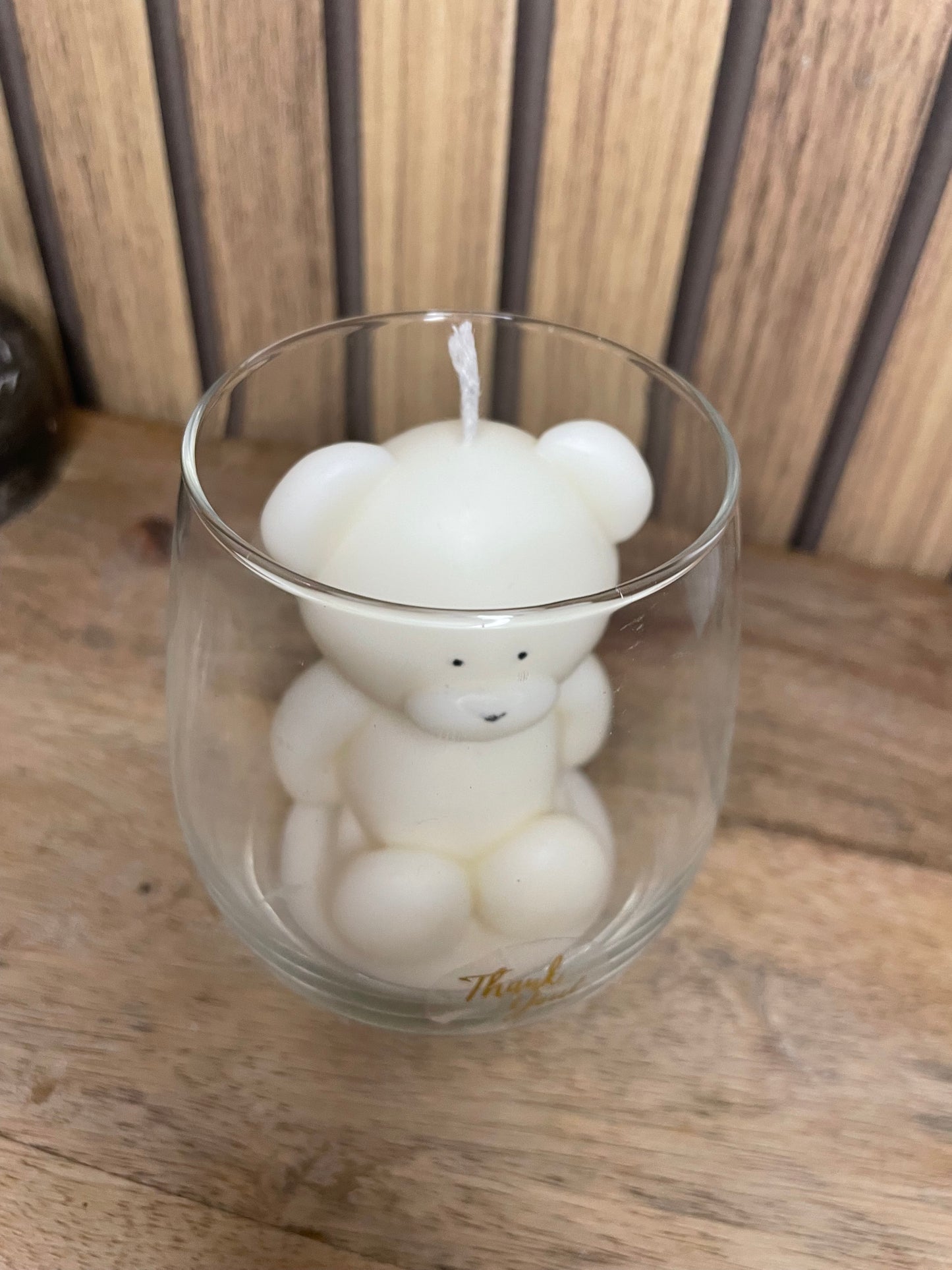 Décoration bougie parfumée en verre personnalisable nounours pour évènements et cérémonies 