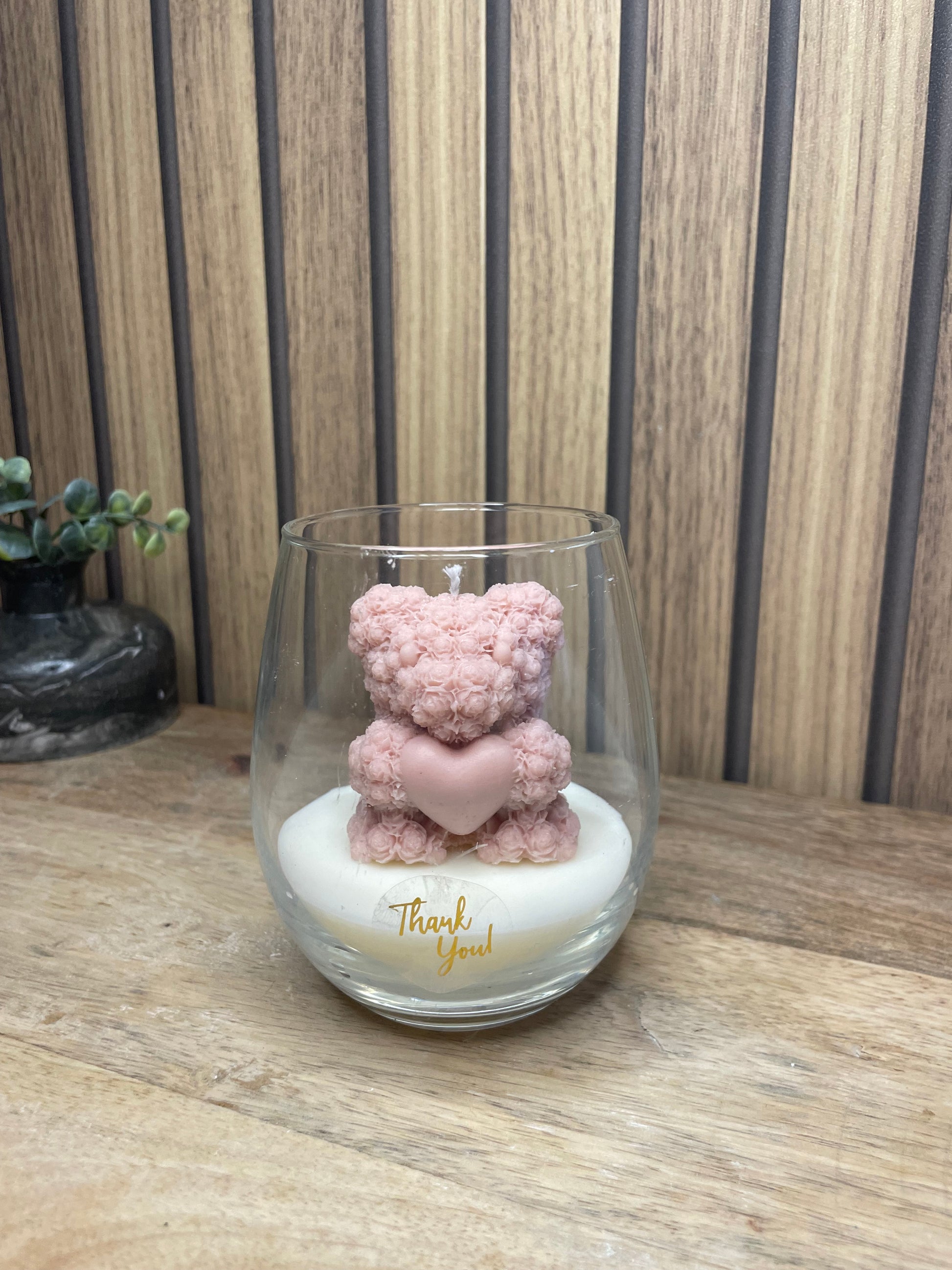 Décoration bougie parfumée en verre personnalisable ourson pour cadeaux événements et cérémonies 