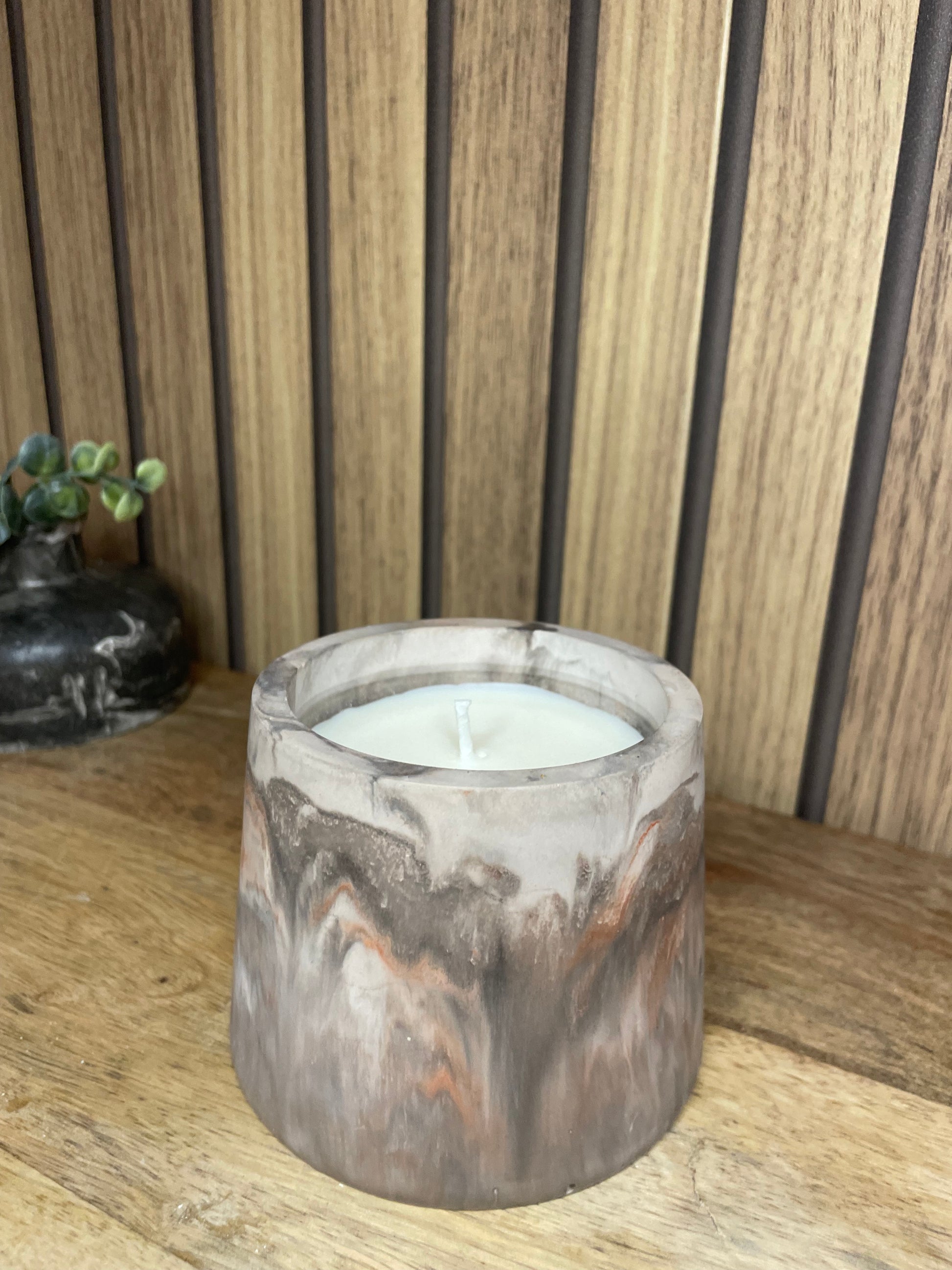 Décoration bougie parfumée terracotta et grise 