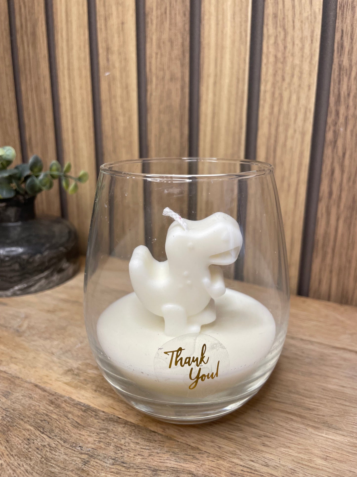 Décoration bougie parfumée en verre personnalisable dinosaure pour évènements et cérémonies 