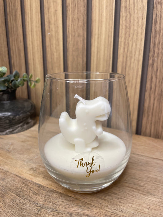 Décoration bougie parfumée en verre personnalisable dinosaure pour évènements et cérémonies 