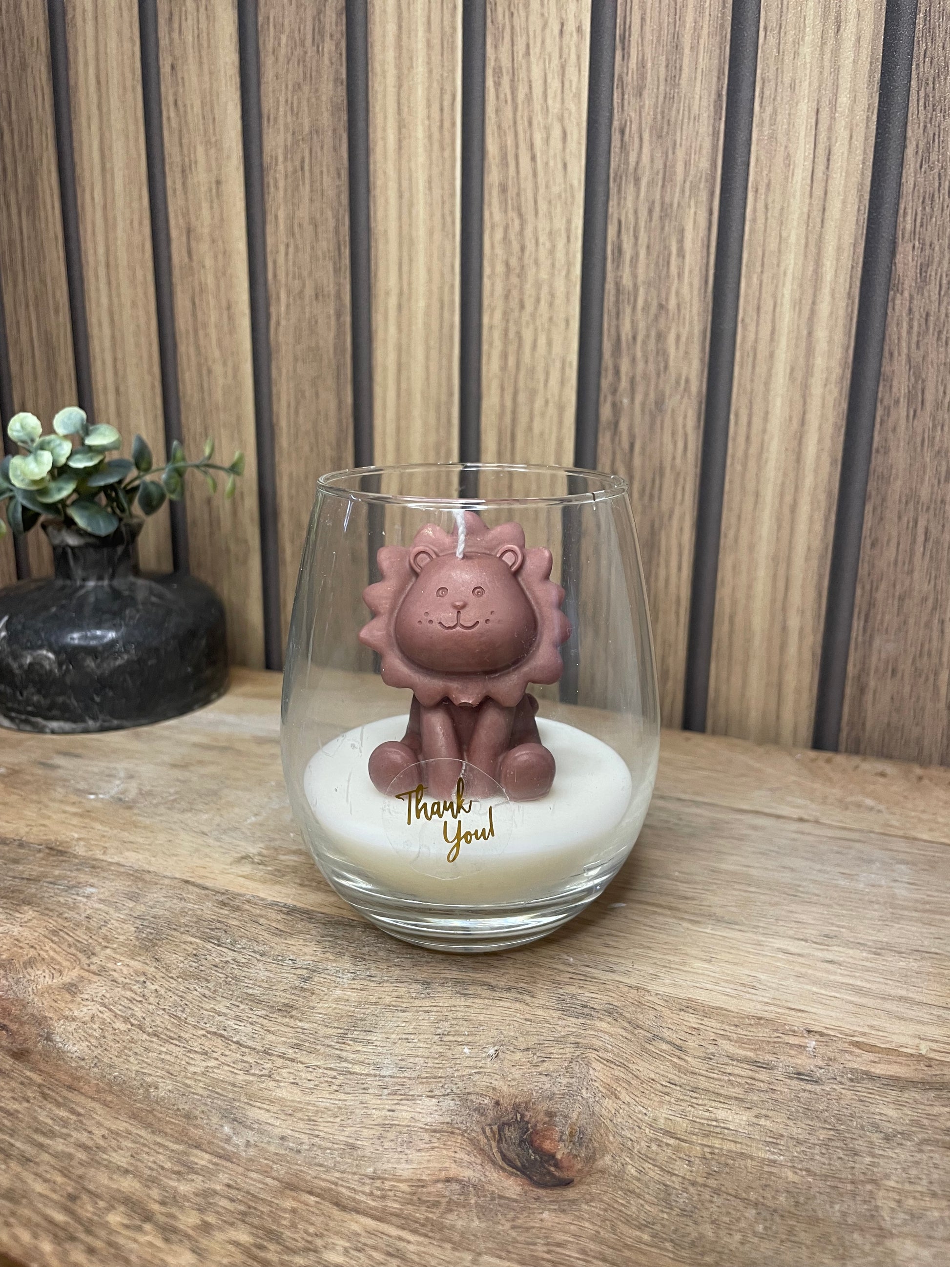 Décoration bougie parfumée en verre personnalisable lion pour évènements et cérémonies 