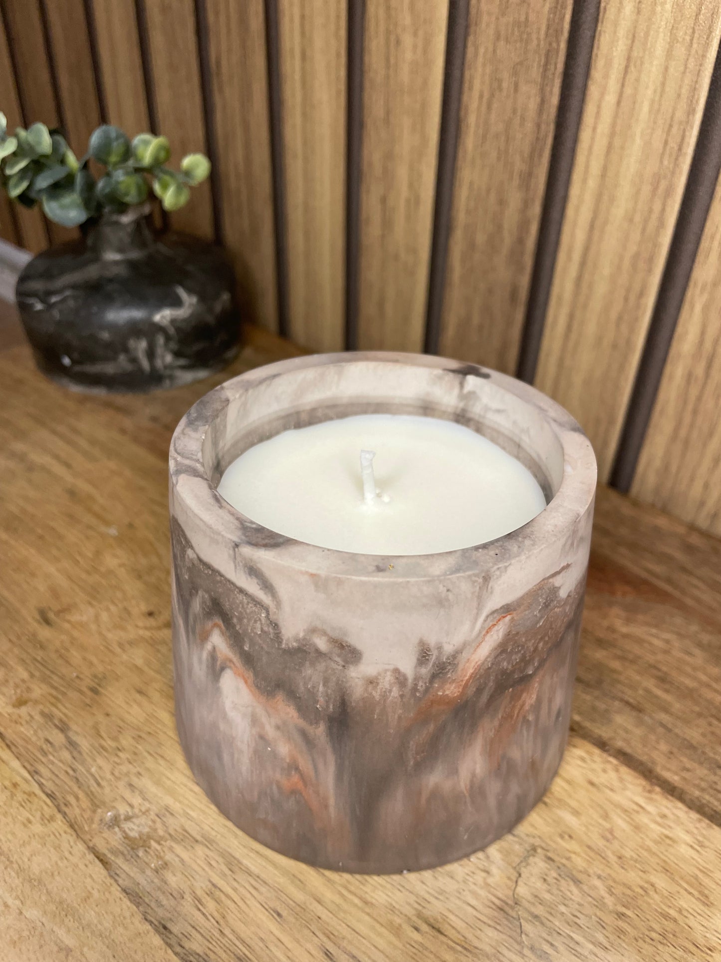 Décoration bougie parfumée terracotta et grise 
