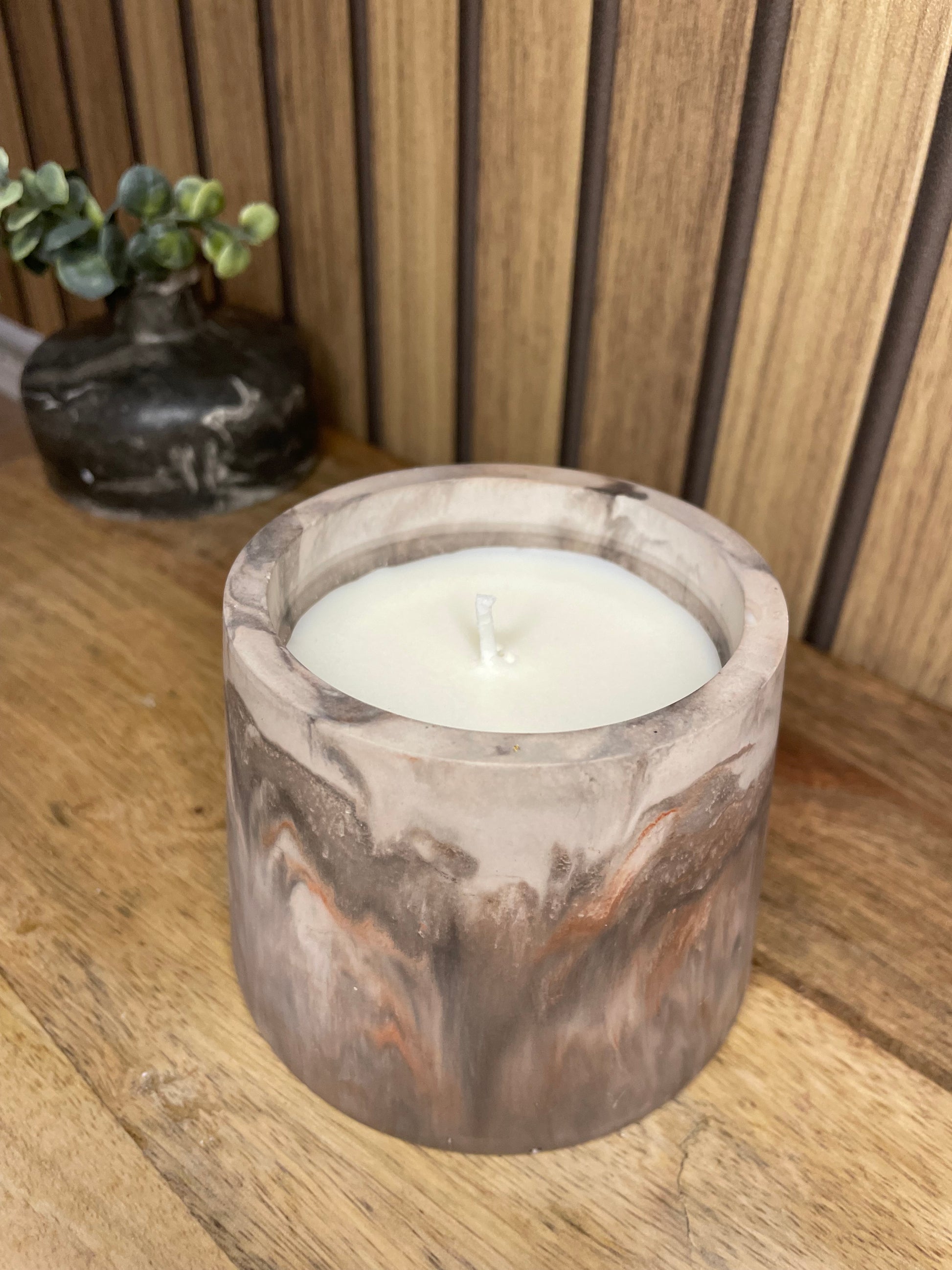Décoration bougie parfumée terracotta et grise 