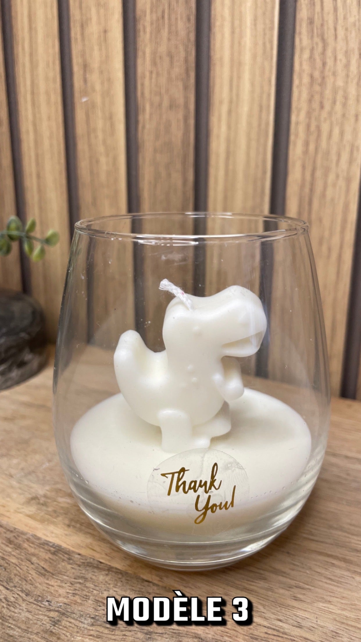 Décoration bougie parfumée en verre personnalisable dinosaure pour évènements et cérémonies 