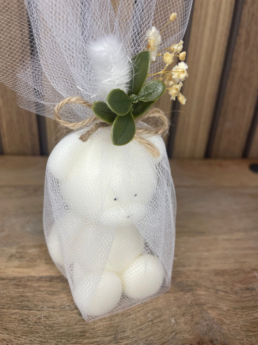 Décoration bougie parfumée nounours et fleurs séchées. Cire végétal et fragrances de Grasse. Bougie artisanale. Cadeaux pour événements et cérémonies 