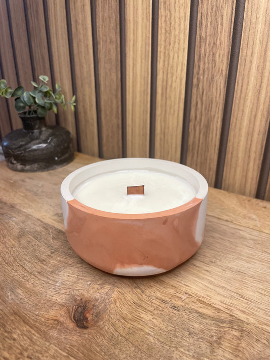 Décoration bougie parfumée terracotta. Cire végétal et fragrances de Grasse. Bougie artisanale.