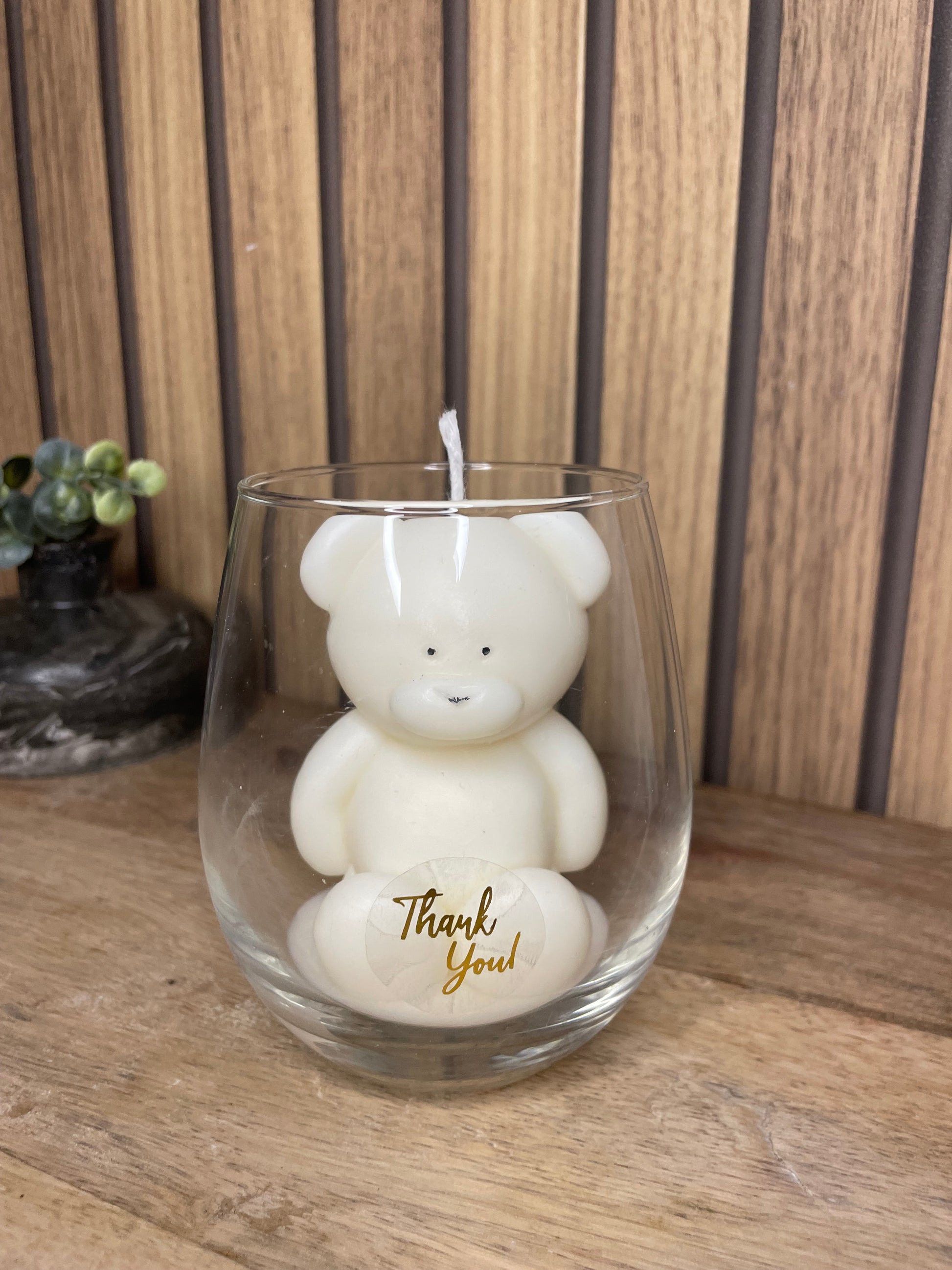 Décoration bougie parfumée en verre personnalisable nounours pour évènements et cérémonies 